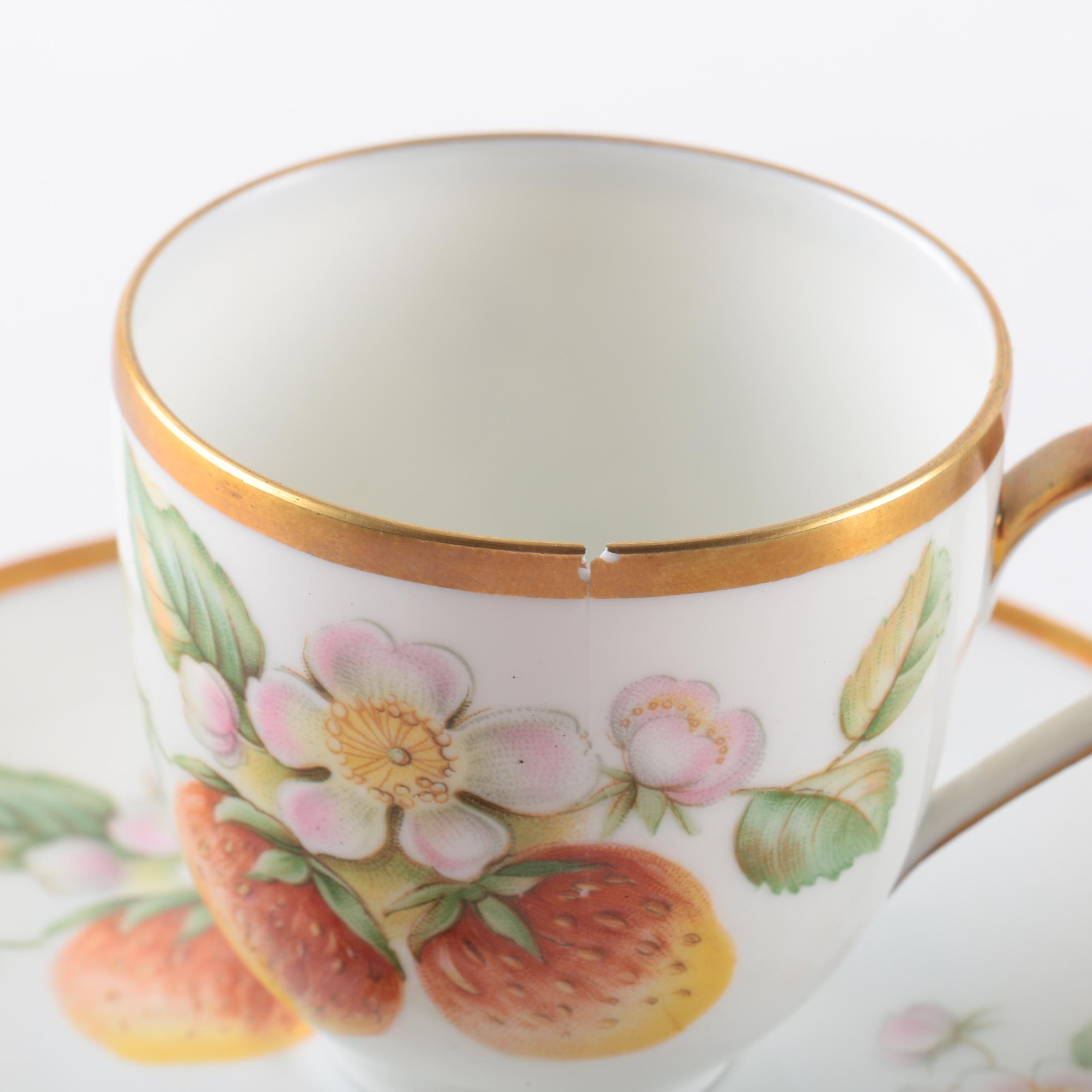 Vintage Hutschenreuther Demitasse Cups and Saucers with Display Shelf