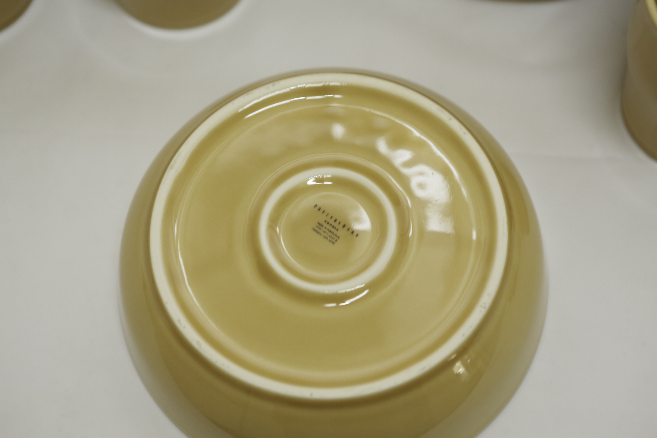 Pottery Barn "Sophia" Yellow Stoneware Plates, Bowls, Mugs and a Pitcher