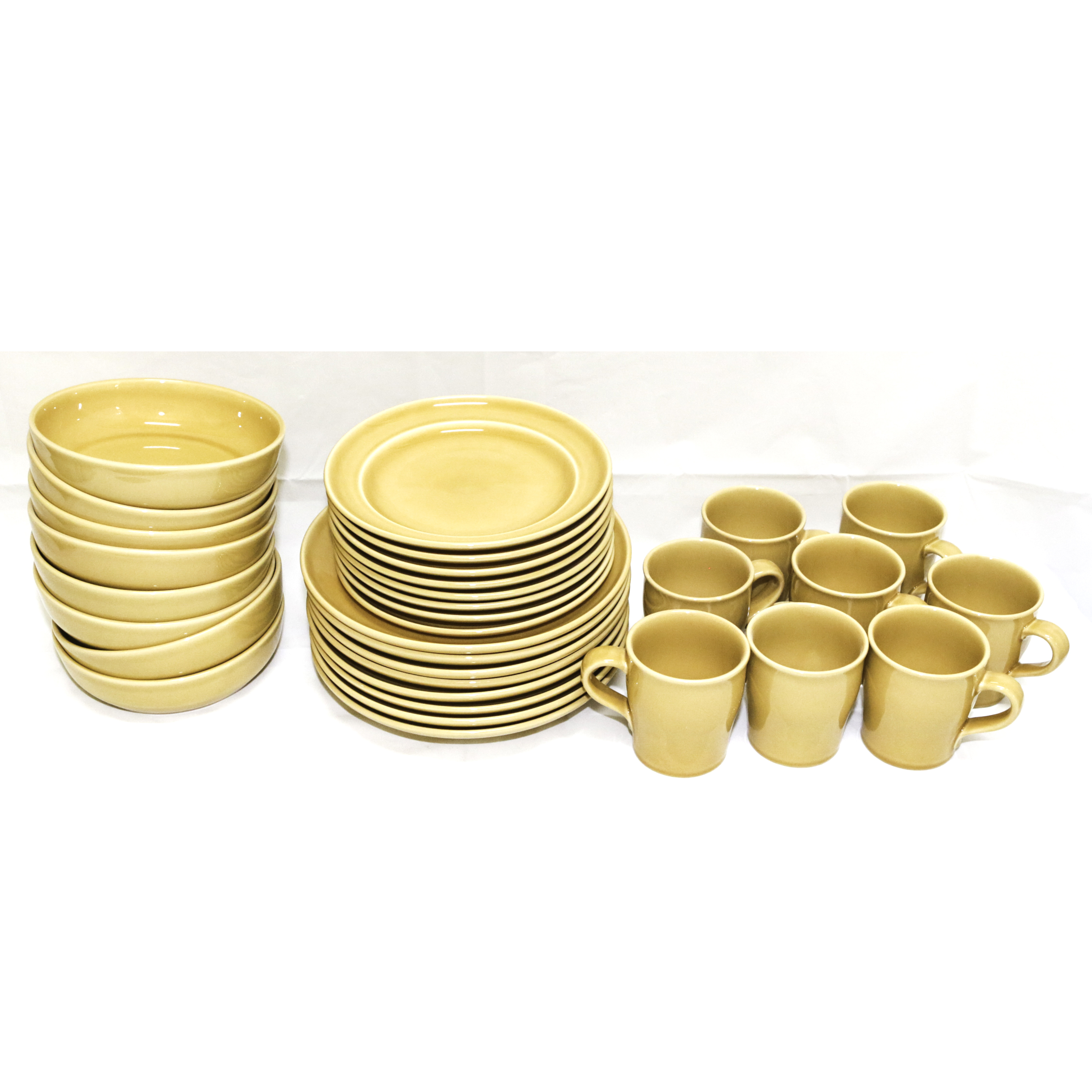 Pottery Barn "Sophia" Yellow Stoneware Plates, Bowls and Mugs