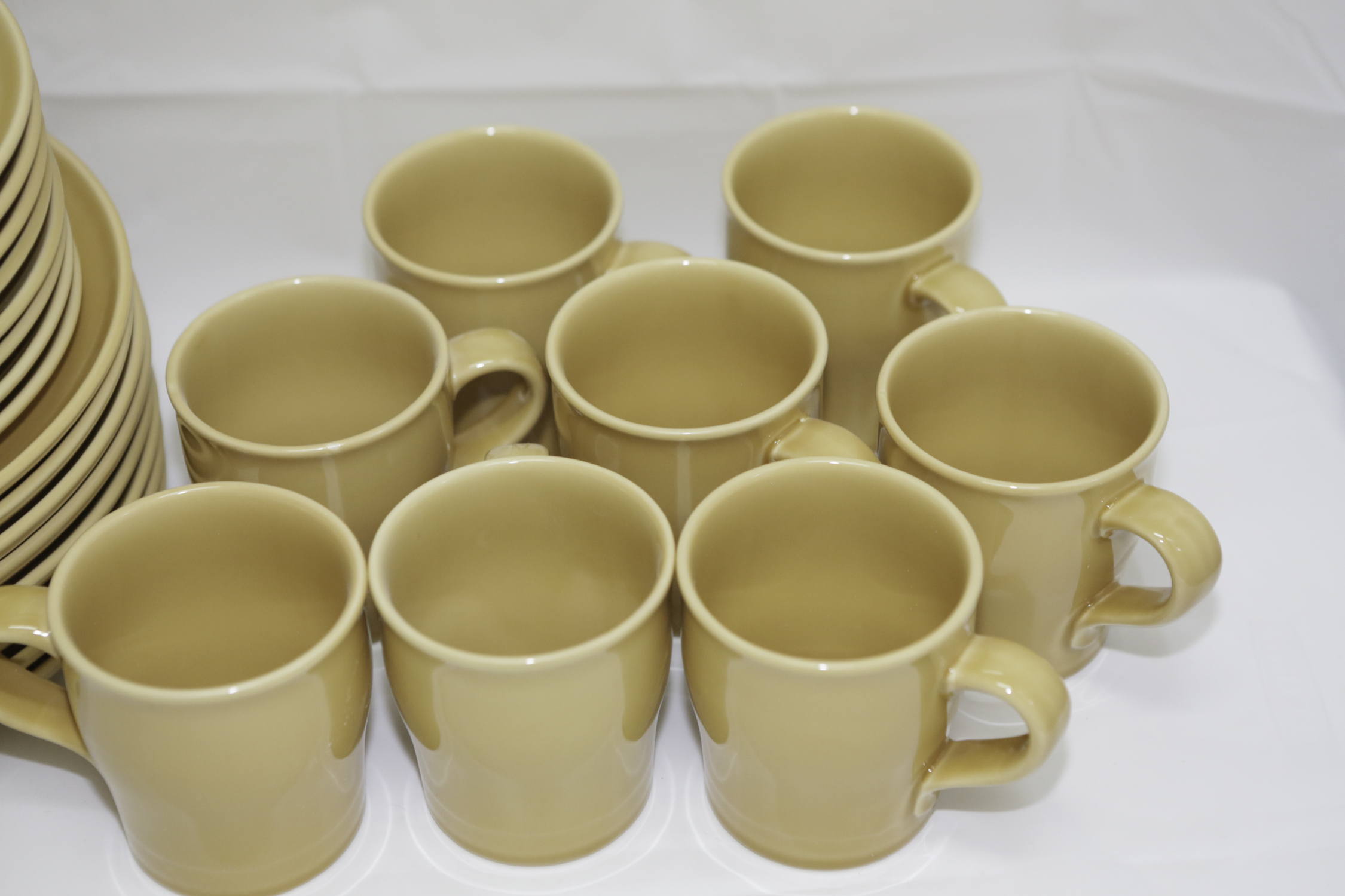 Pottery Barn "Sophia" Yellow Stoneware Plates, Bowls and Mugs