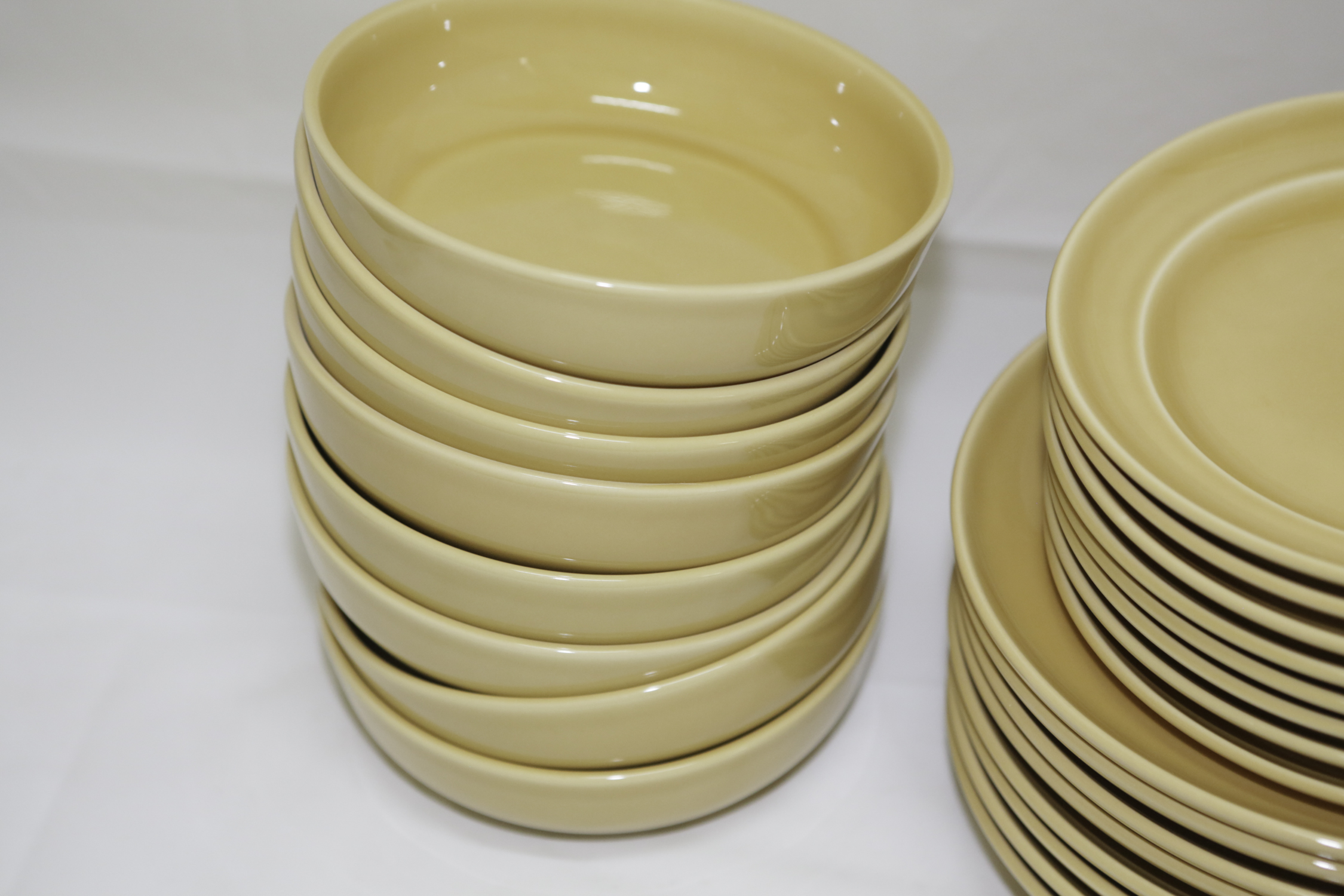 Pottery Barn "Sophia" Yellow Stoneware Plates, Bowls and Mugs