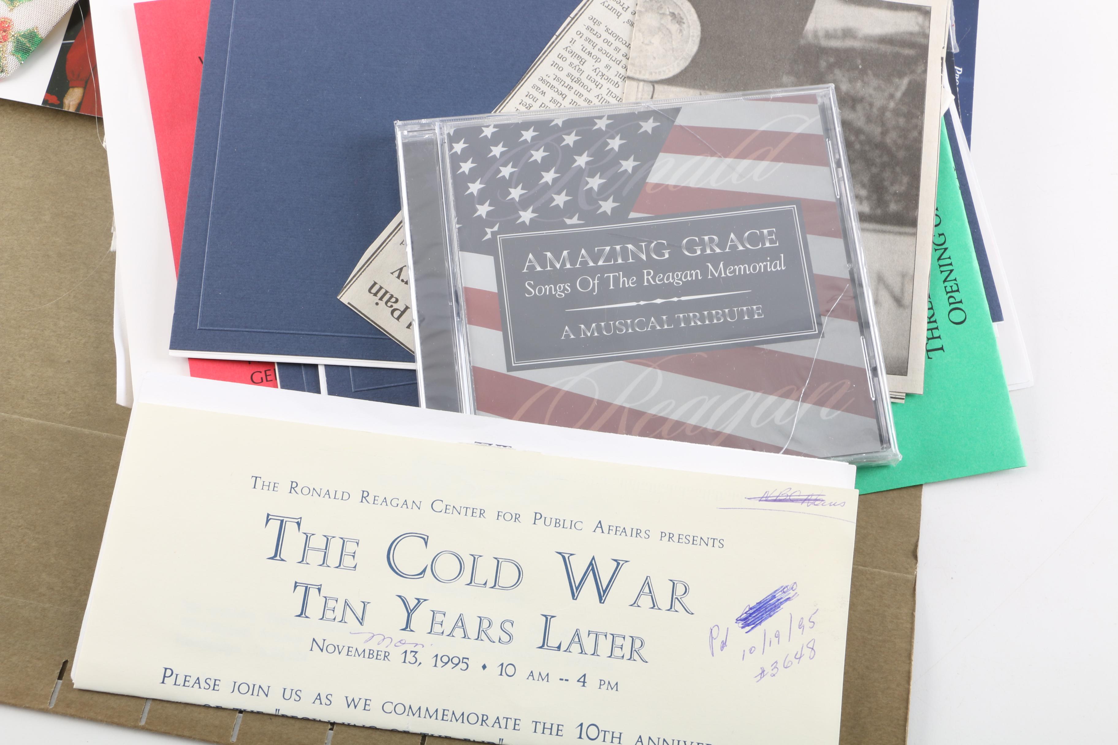 Ronald Reagan Memorabilia Including Music CD and First Day Of Issue Cover