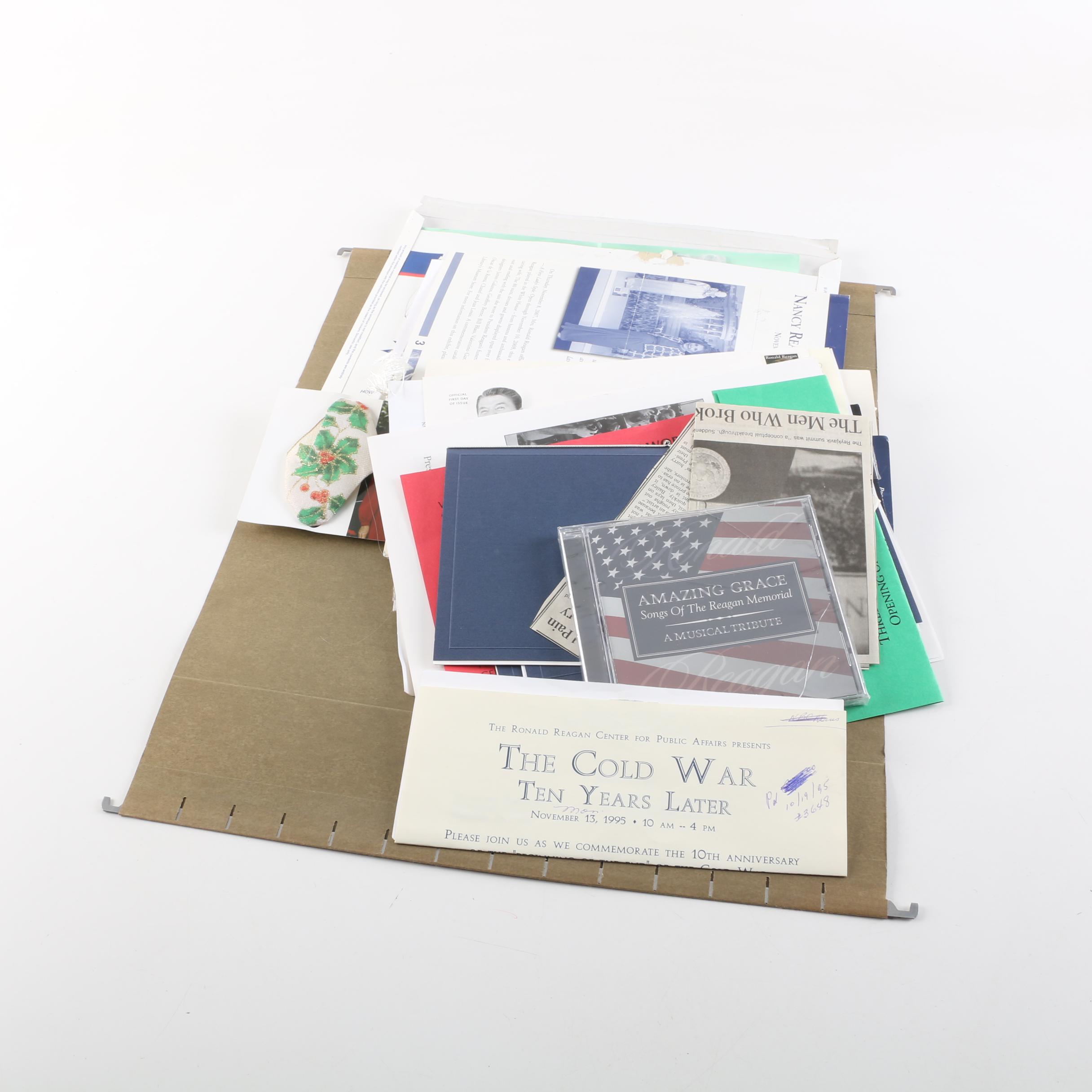 Ronald Reagan Memorabilia Including Music CD and First Day Of Issue Cover