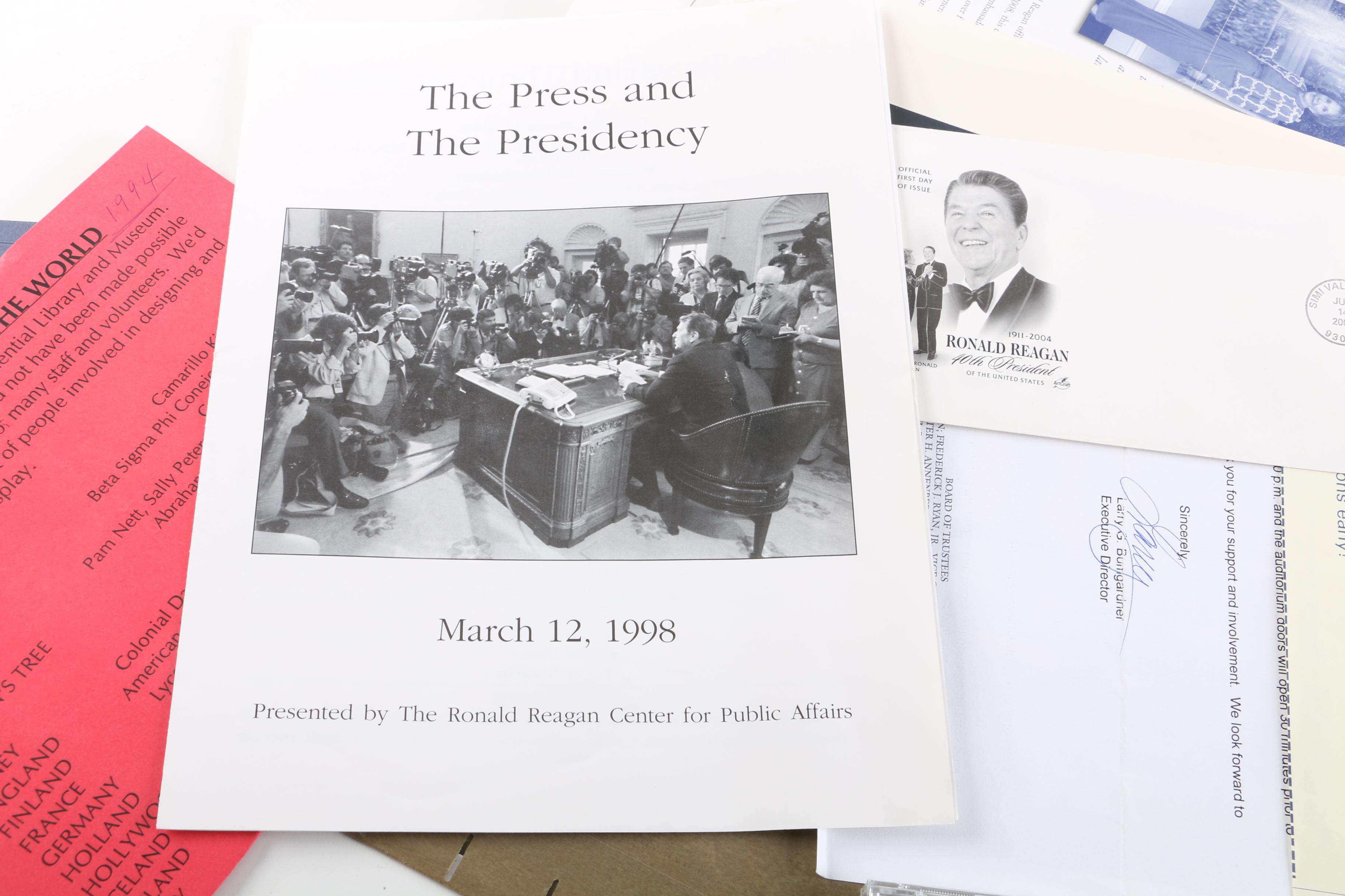 Ronald Reagan Memorabilia Including Music CD and First Day Of Issue Cover