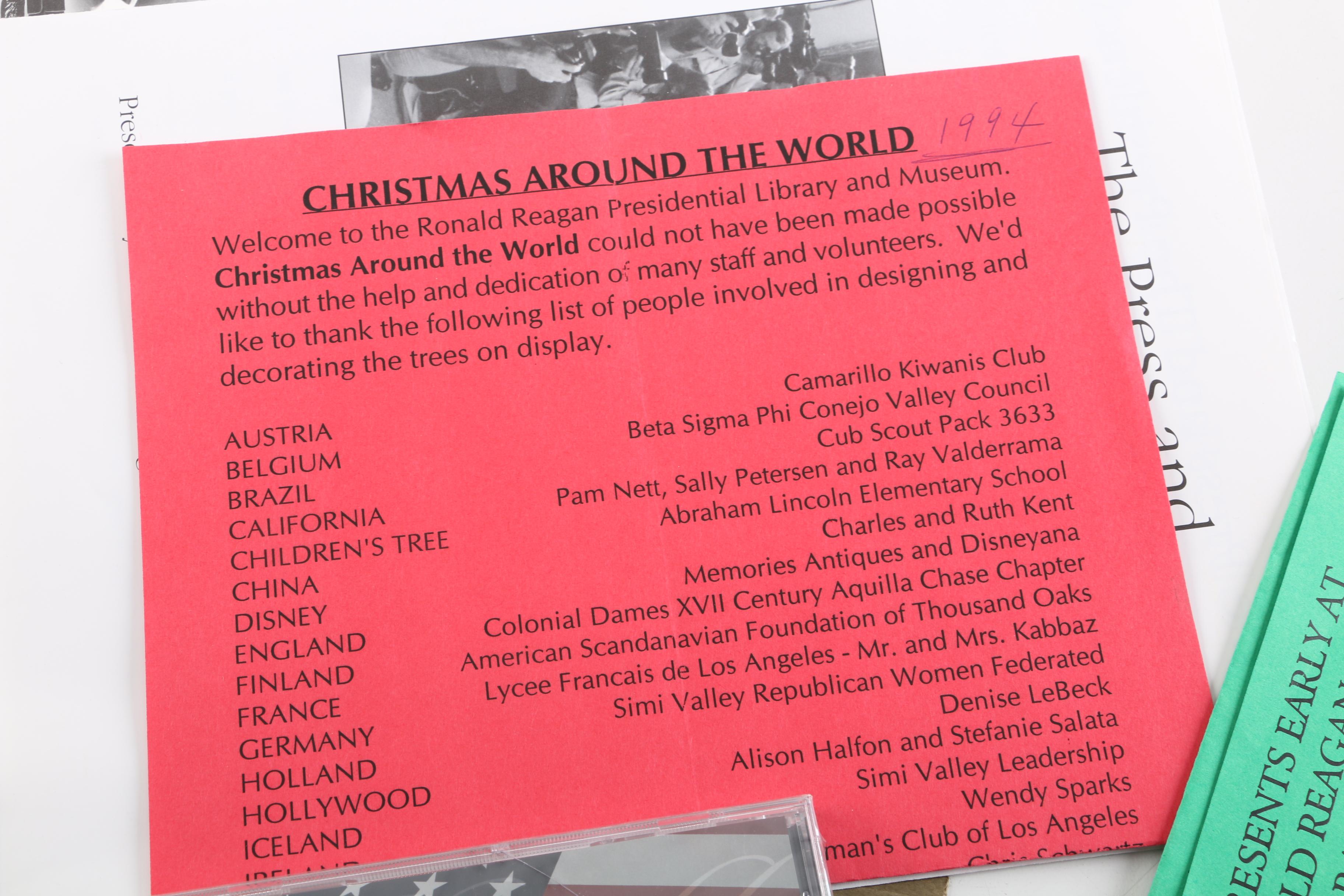 Ronald Reagan Memorabilia Including Music CD and First Day Of Issue Cover