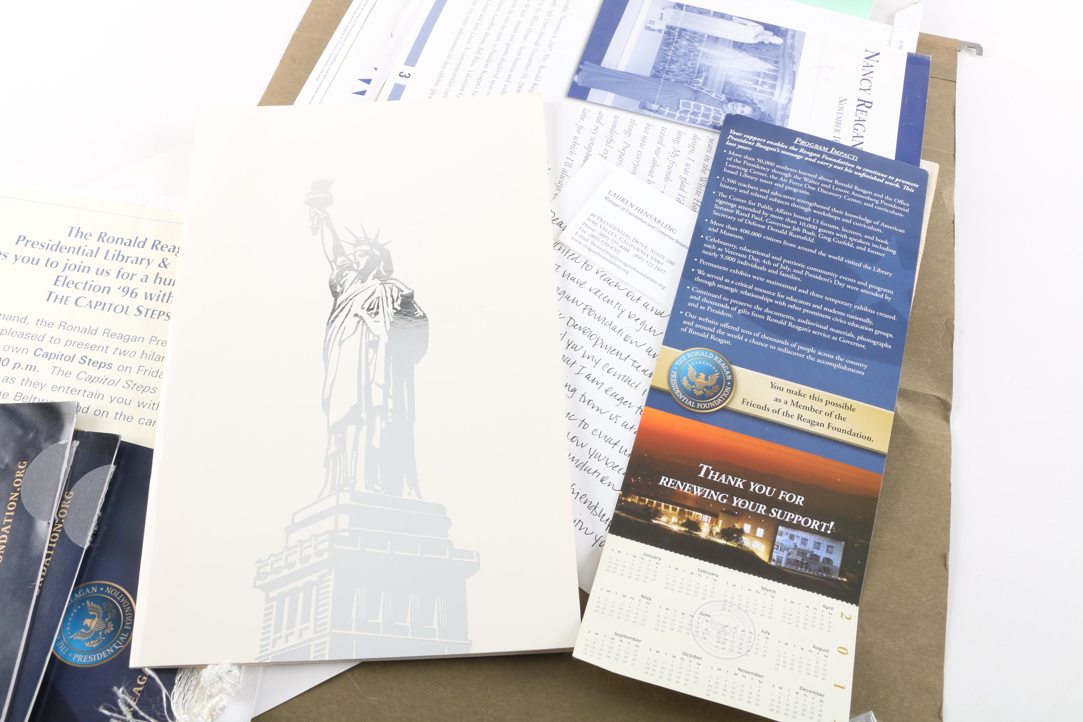 Ronald Reagan Memorabilia Including Music CD and First Day Of Issue Cover