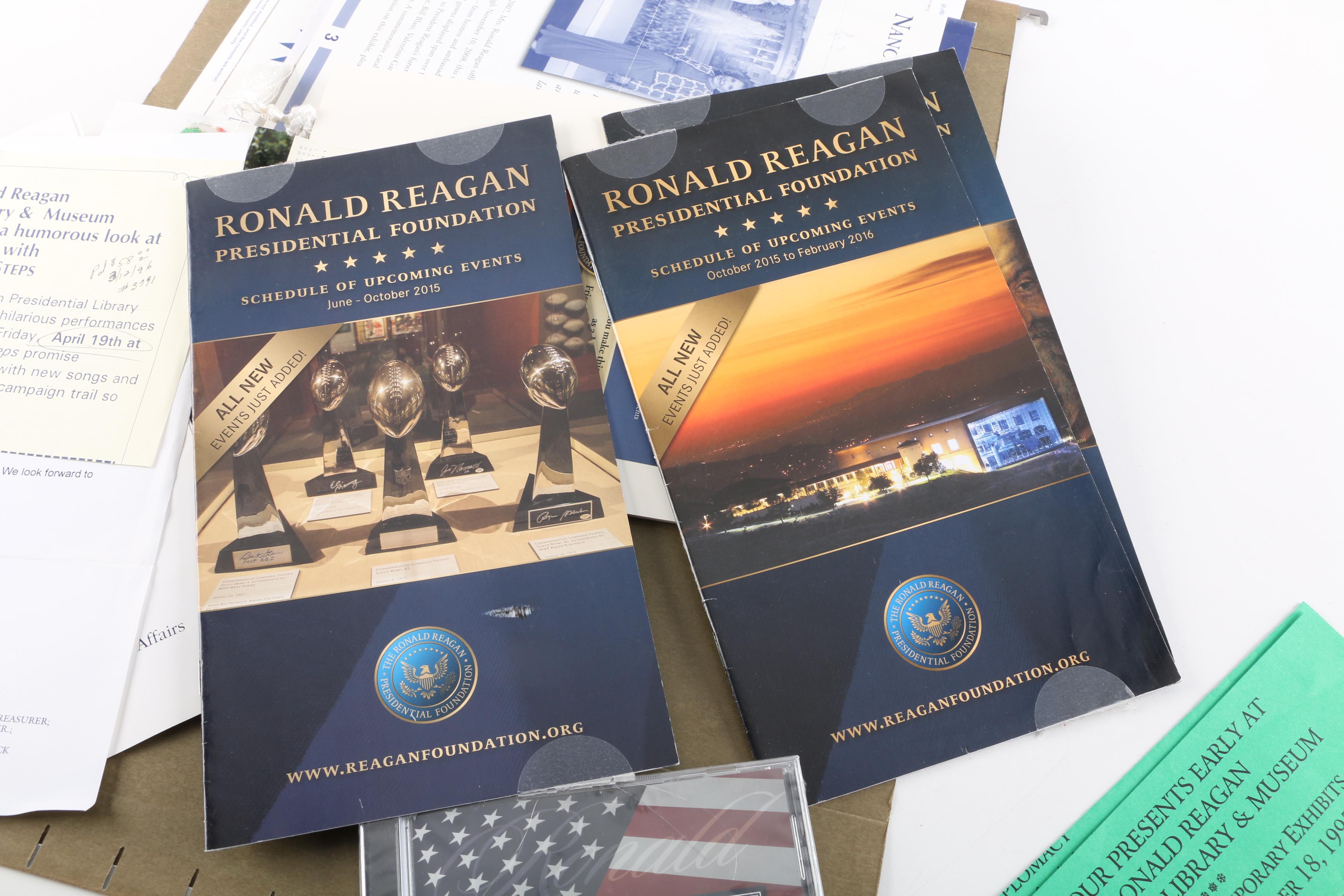 Ronald Reagan Memorabilia Including Music CD and First Day Of Issue Cover