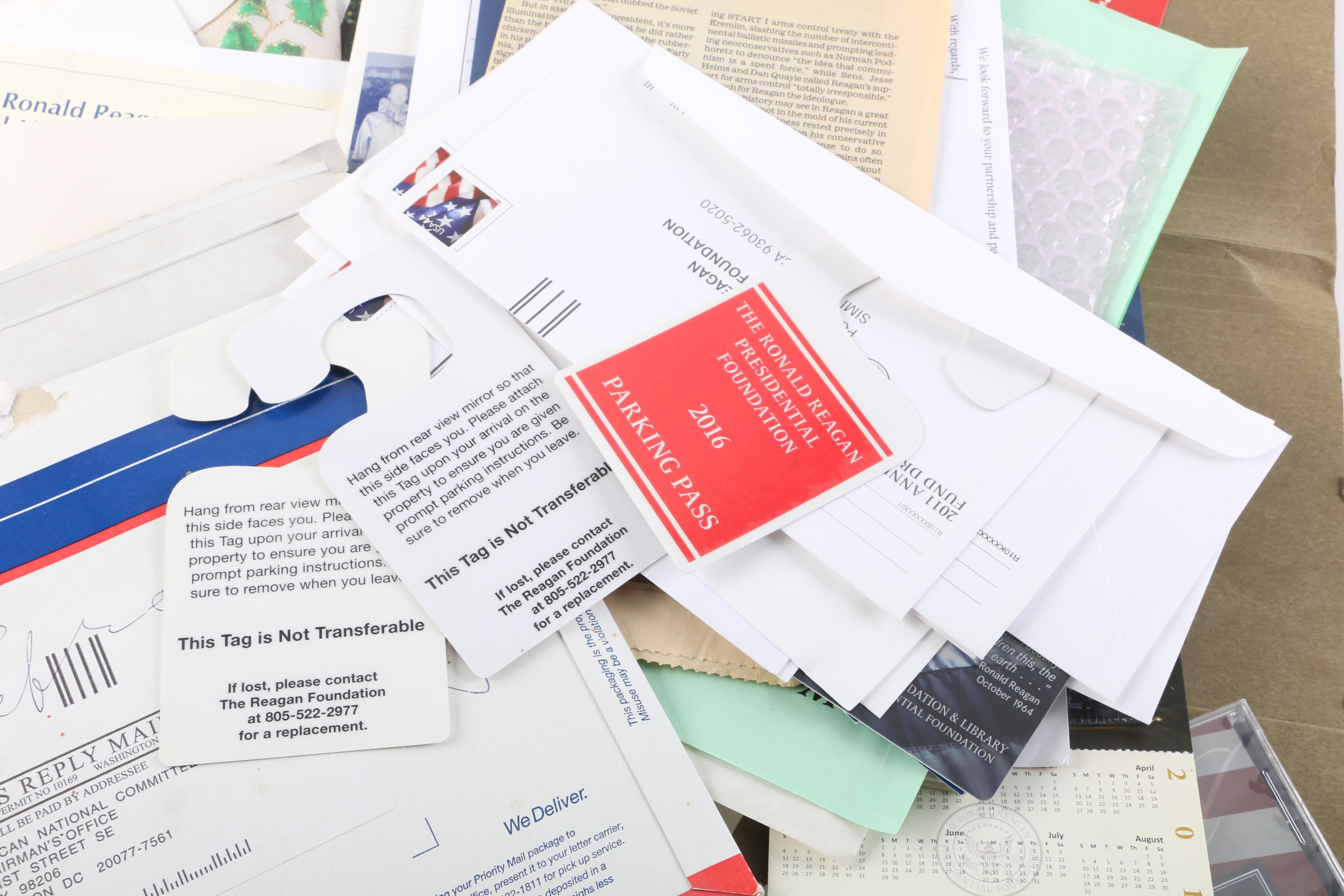 Ronald Reagan Memorabilia Including Music CD and First Day Of Issue Cover