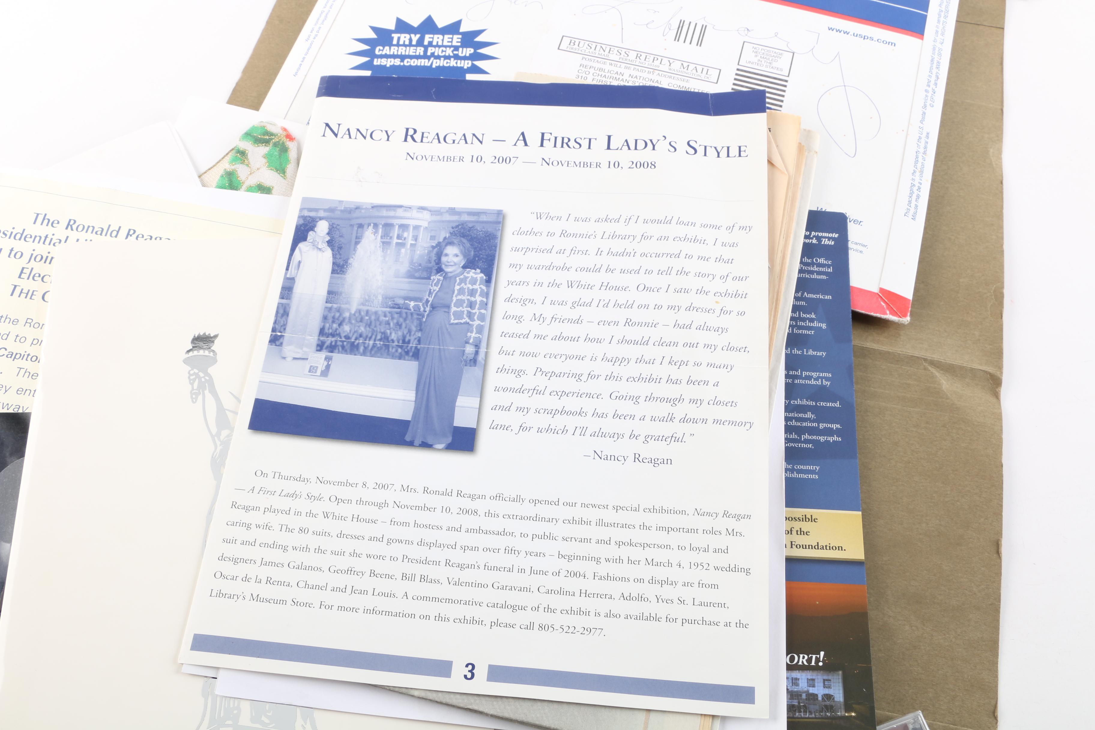 Ronald Reagan Memorabilia Including Music CD and First Day Of Issue Cover