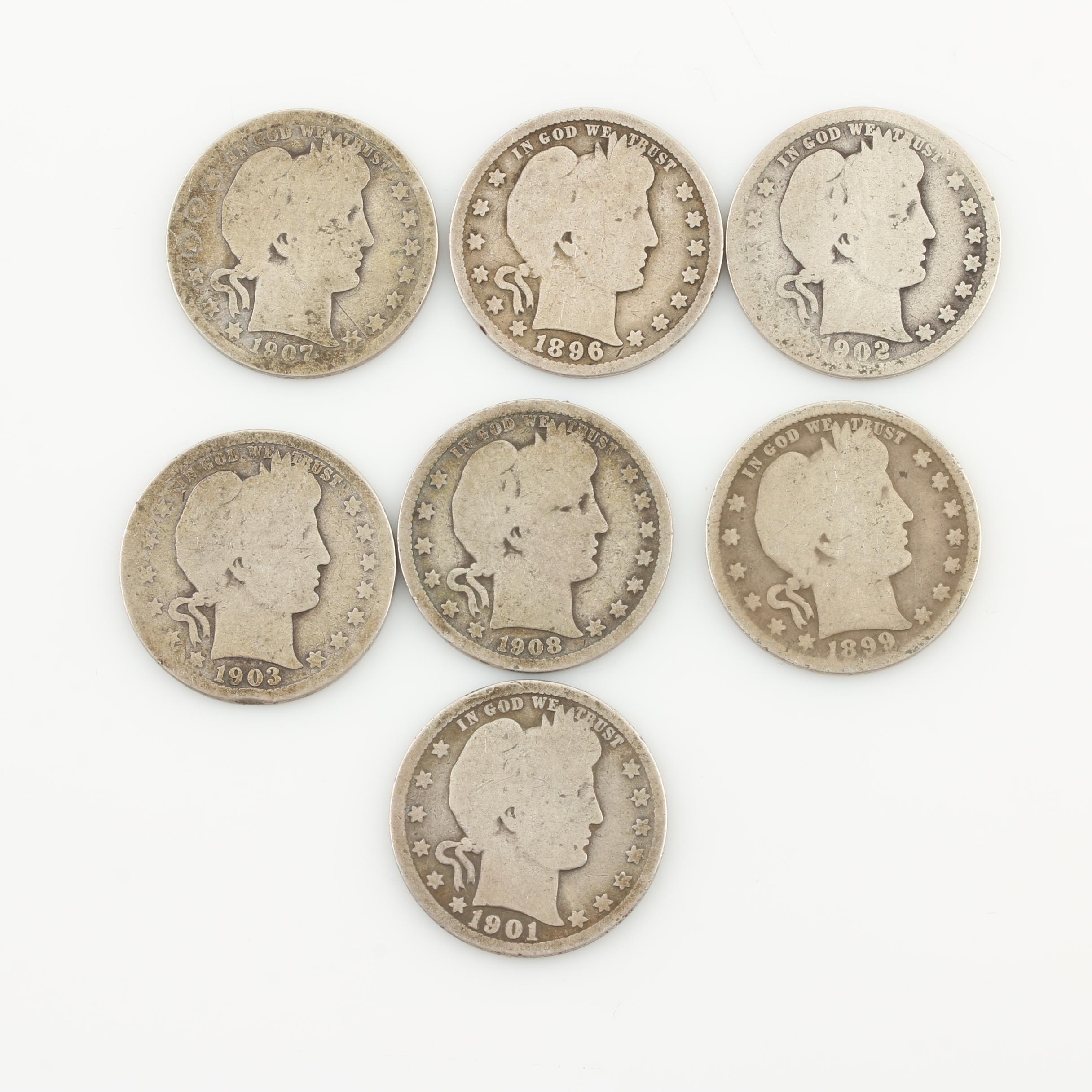 Group of Antique Barber Silver Coins and Walking Liberty Silver Half Dollars