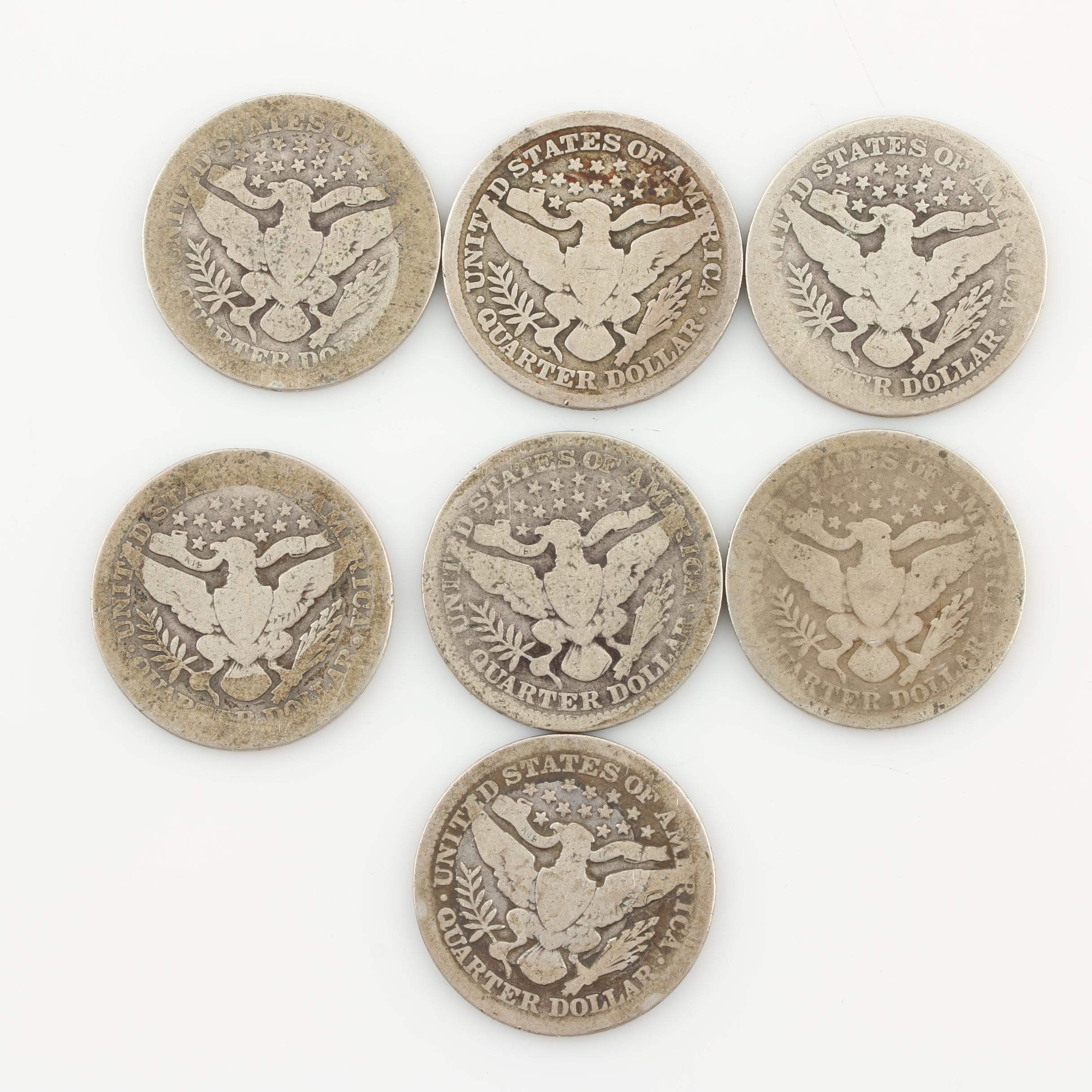 Group of Antique Barber Silver Coins and Walking Liberty Silver Half Dollars