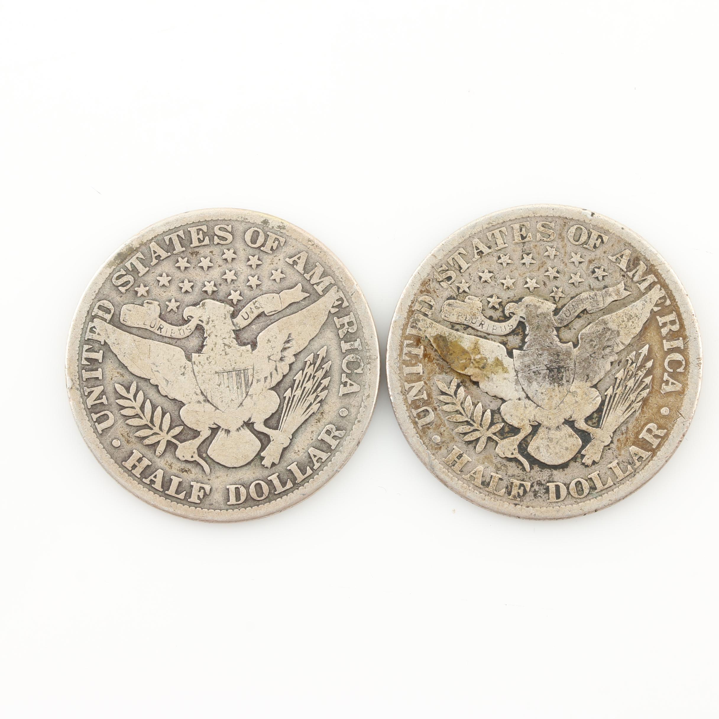 Group of Antique Barber Silver Coins and Walking Liberty Silver Half Dollars