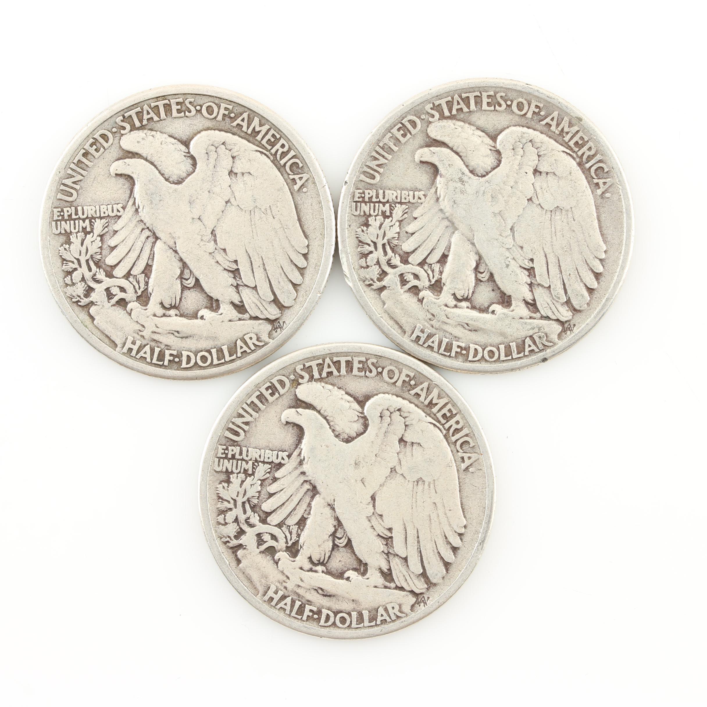 Group of Antique Barber Silver Coins and Walking Liberty Silver Half Dollars