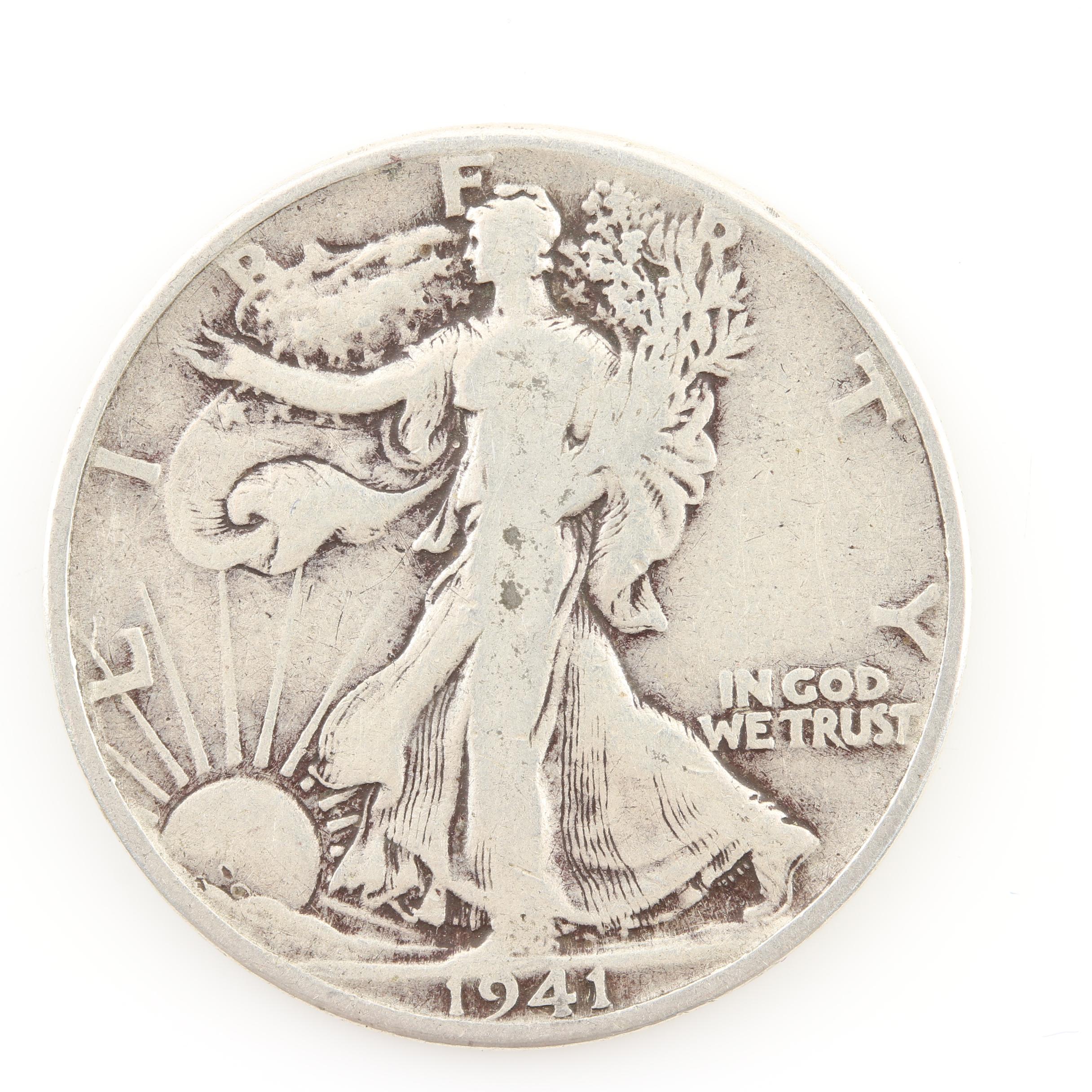 Group of Antique Barber Silver Coins and Walking Liberty Silver Half Dollars