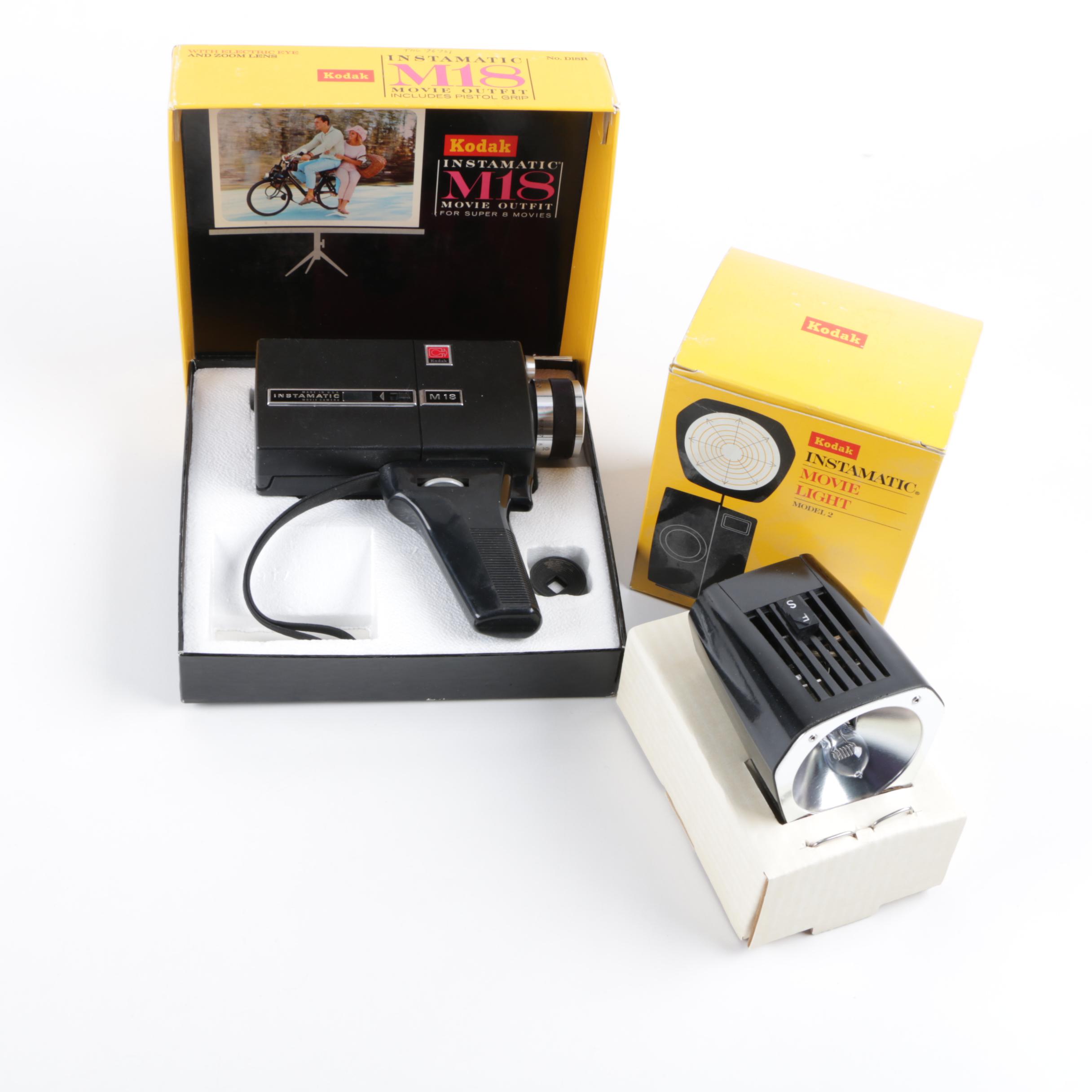 Kodak Instamatic M18 Video Camera with Model 2 Movie Light