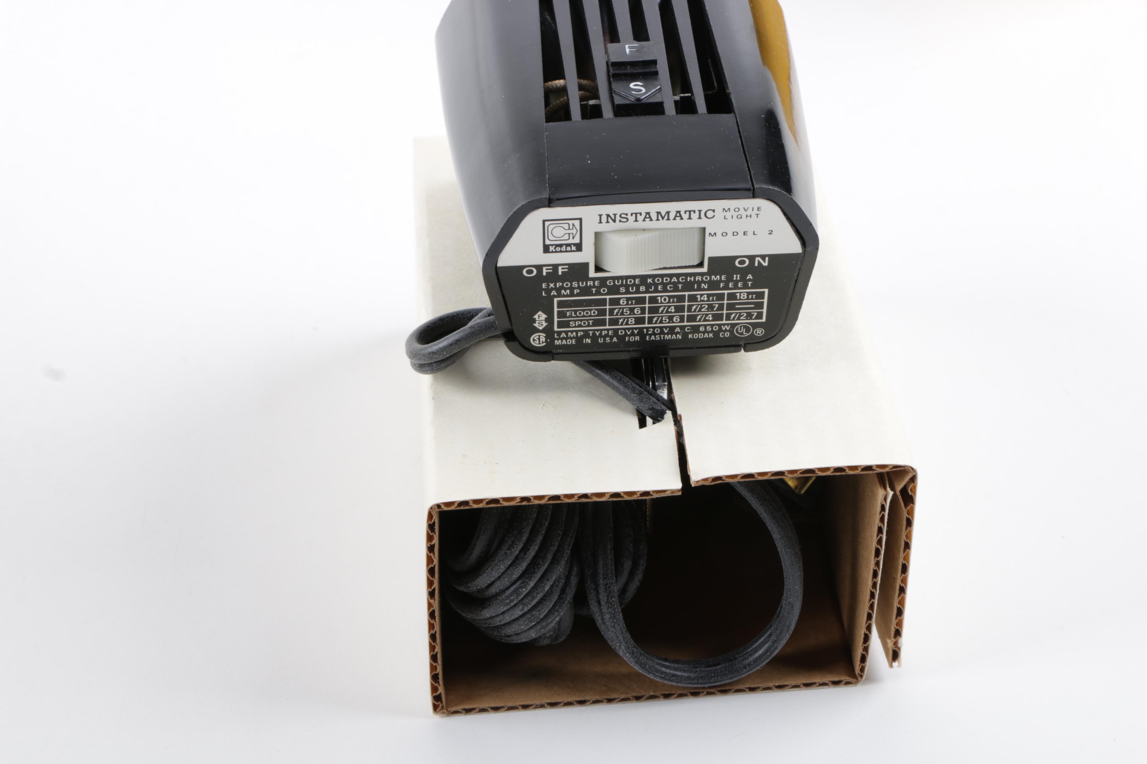 Kodak Instamatic M18 Video Camera with Model 2 Movie Light