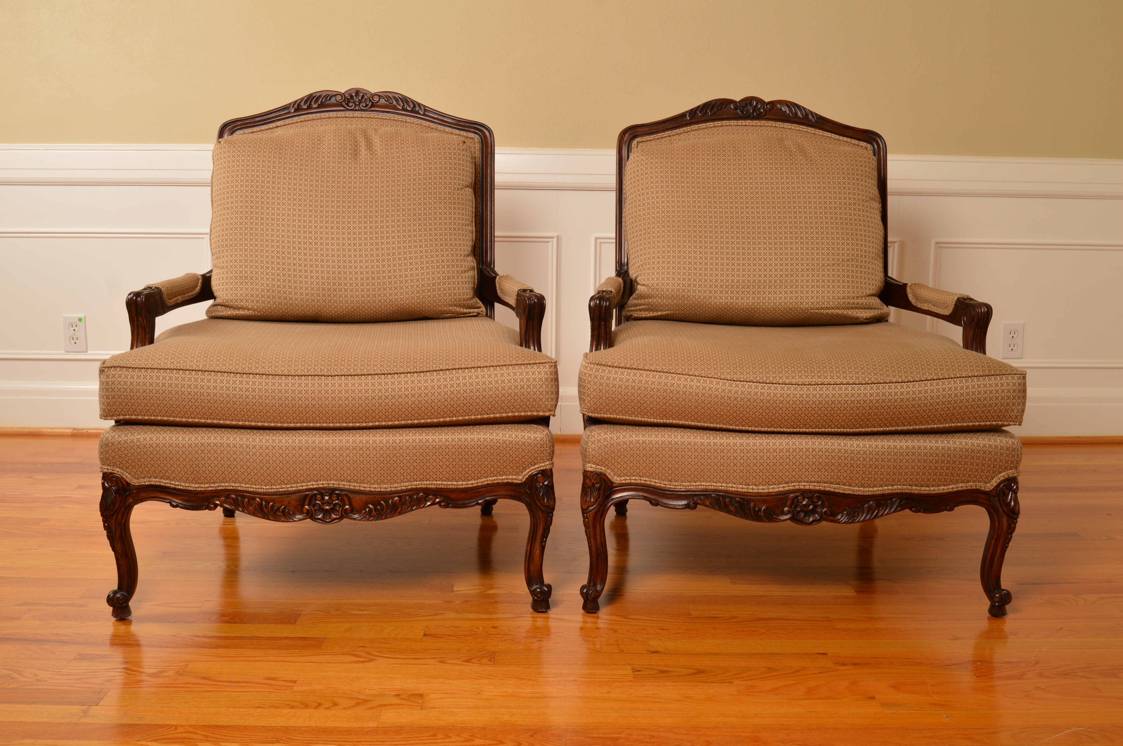 Louis XV Style Upholstered Armchairs by Thomasville