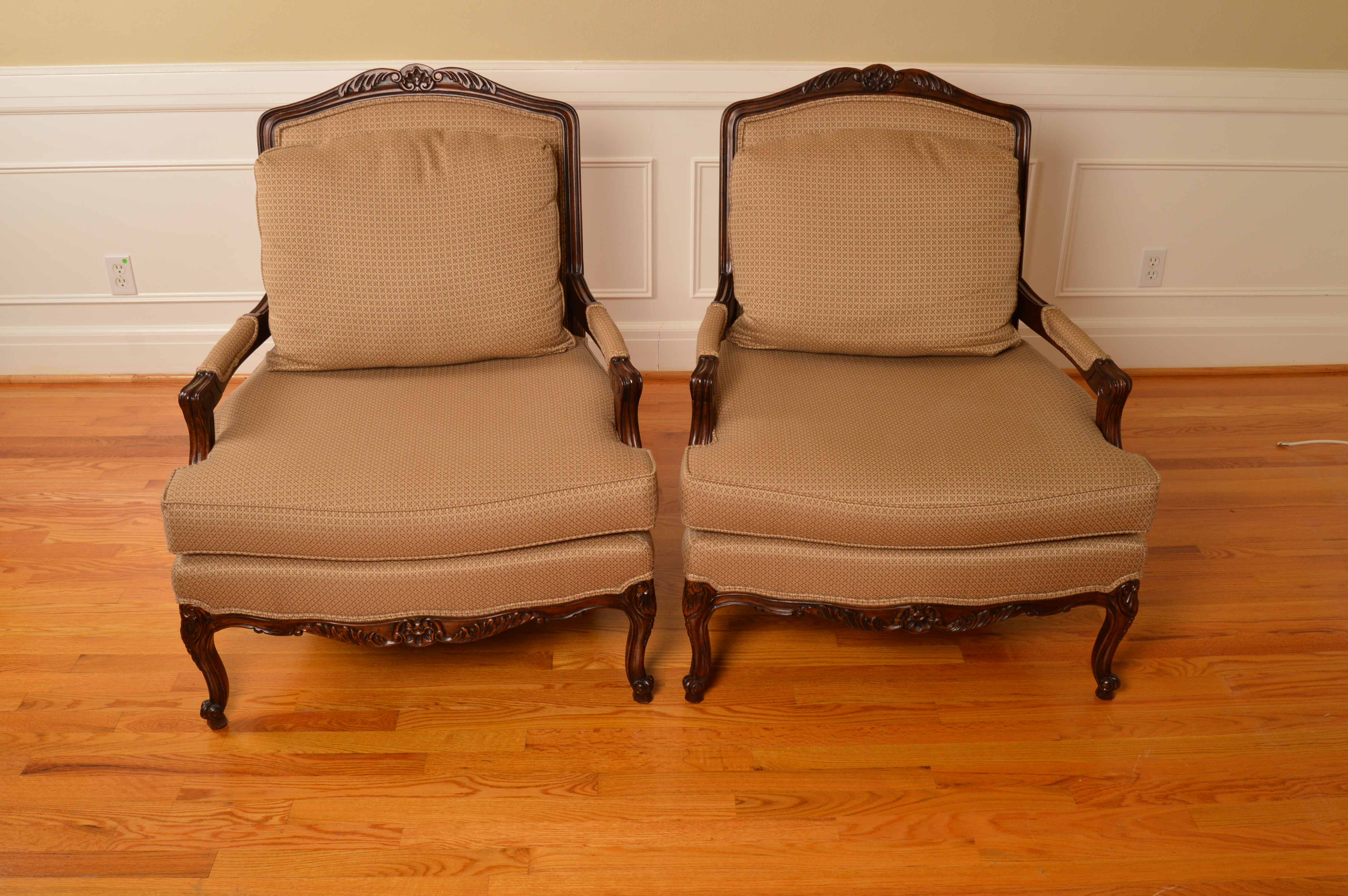 Louis XV Style Upholstered Armchairs by Thomasville
