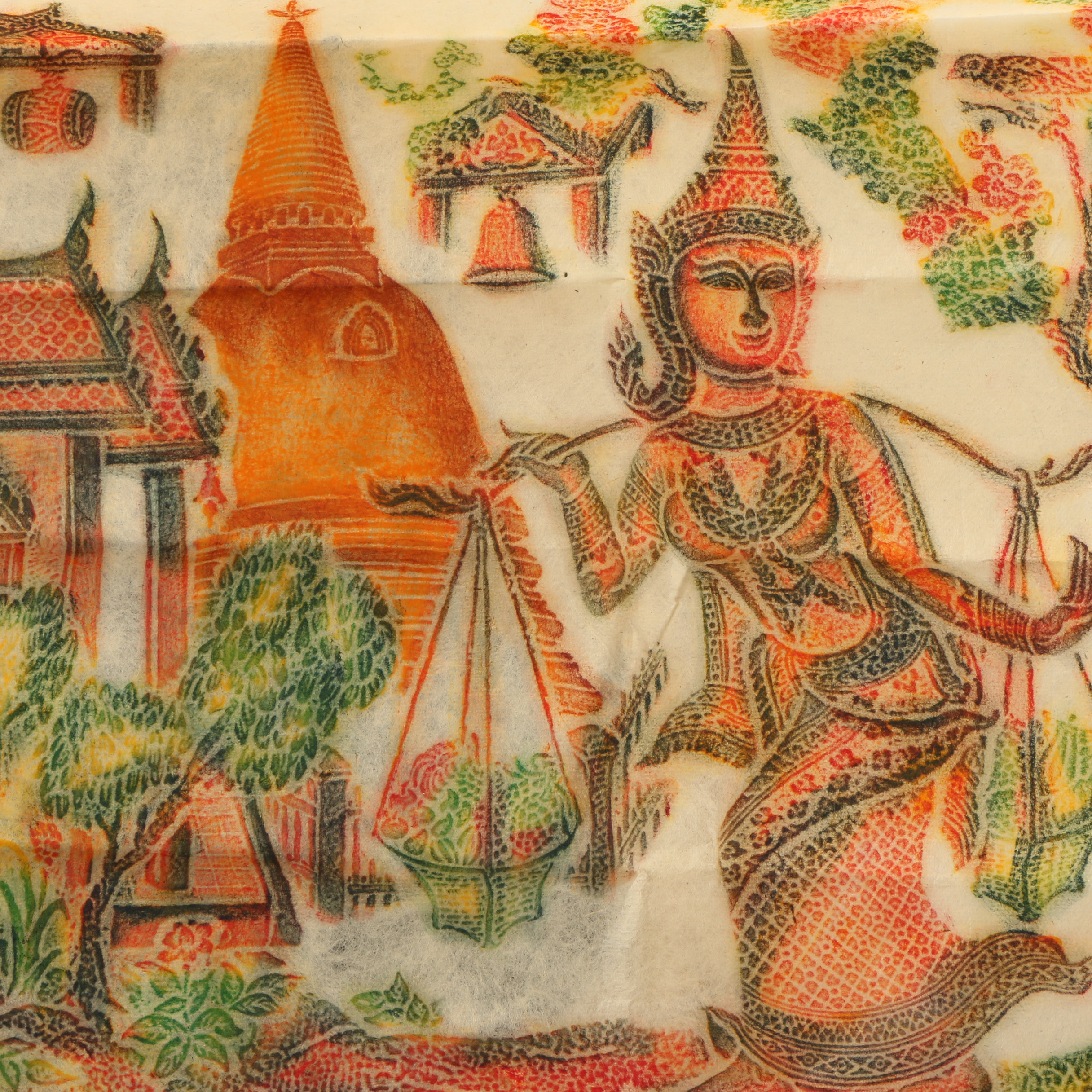 Pair of Thai Relief Prints of "Ramakien" Scenes