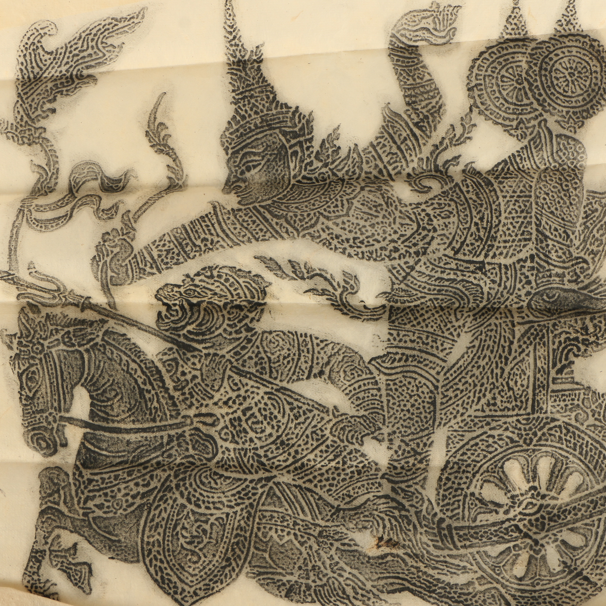 Pair of Thai Relief Prints of "Ramakien" Scenes