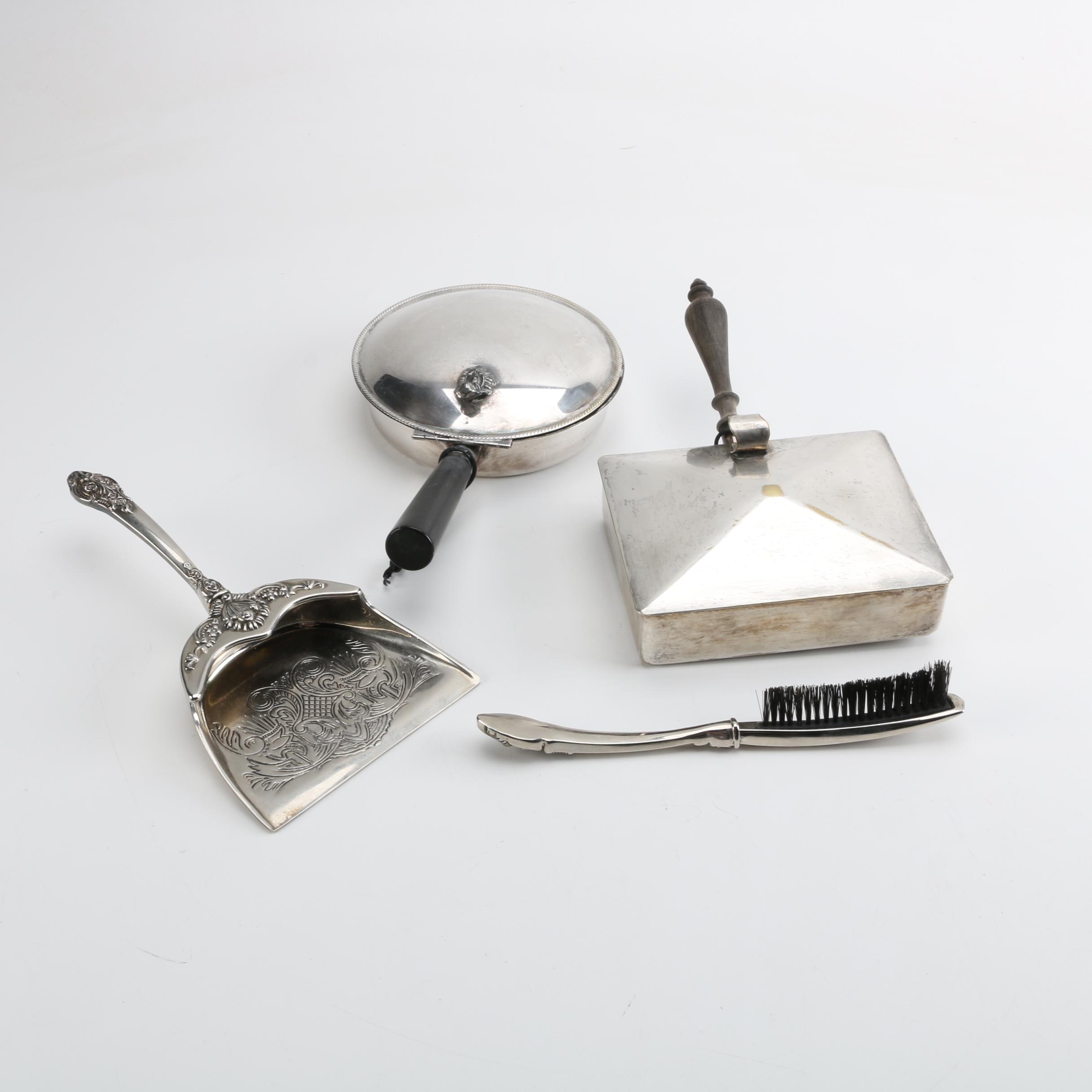Godinger Silver Plate Crumb Catcher with Brush and Other Silent Butlers