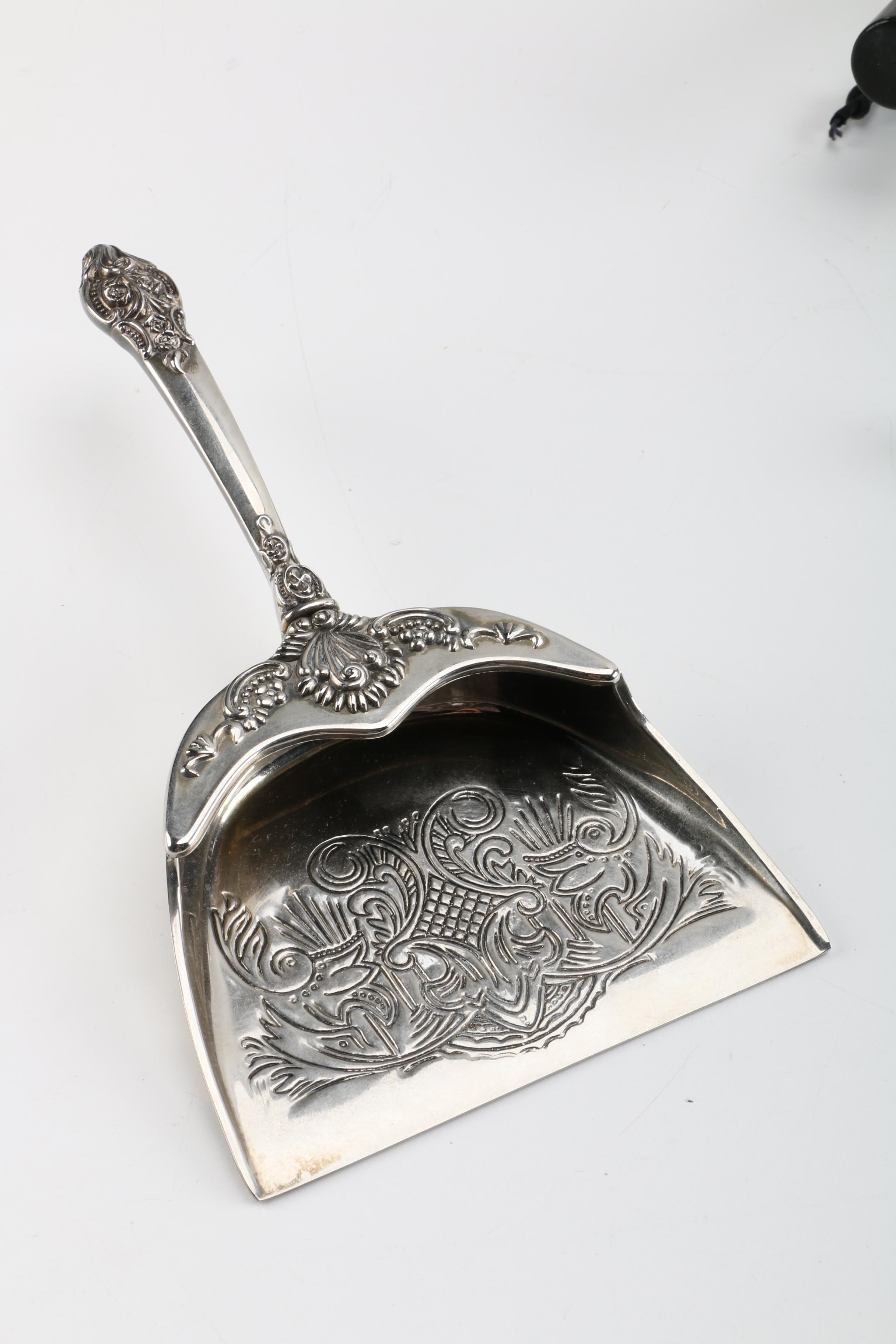 Godinger Silver Plate Crumb Catcher with Brush and Other Silent Butlers