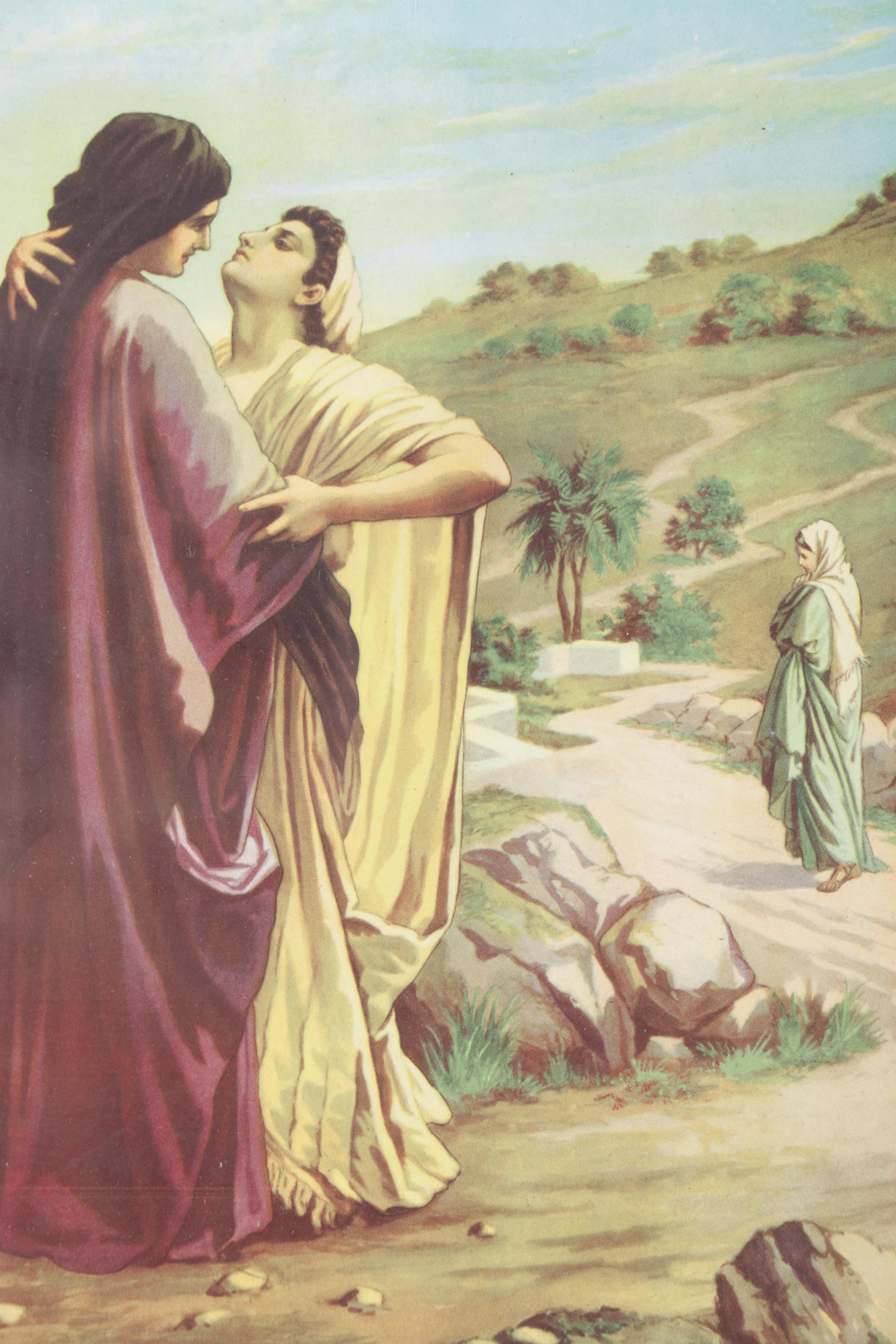 Offset Lithographs on Paper of a Garden and "Ruth and Naomi"