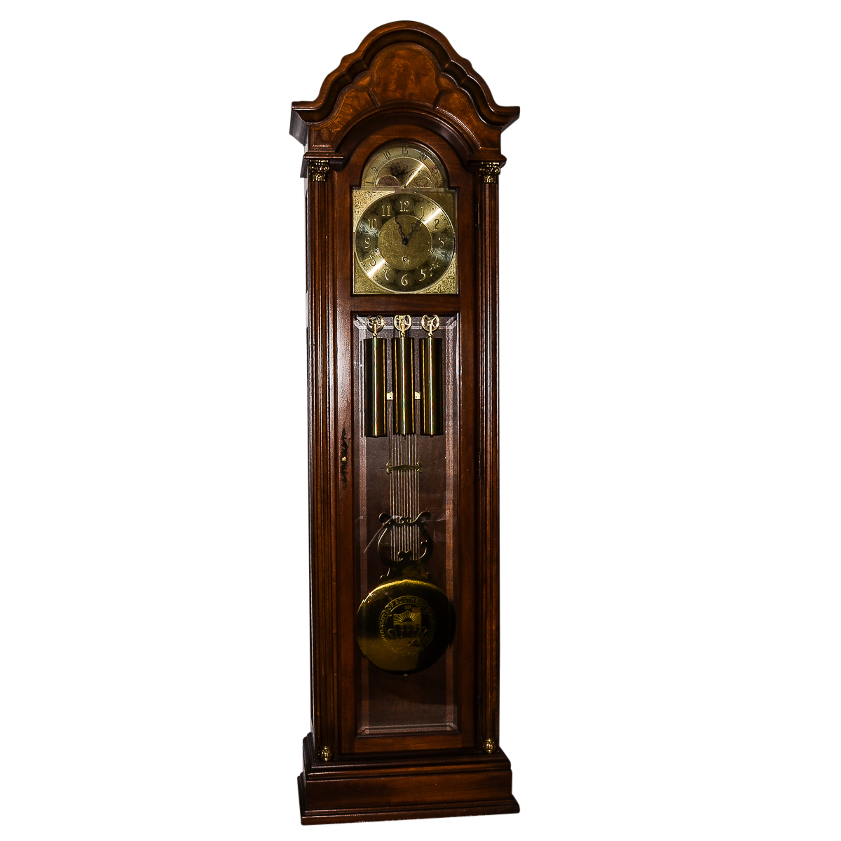 Wooden Grandfather Clock with Moon Phase Dial and USC Pendulum