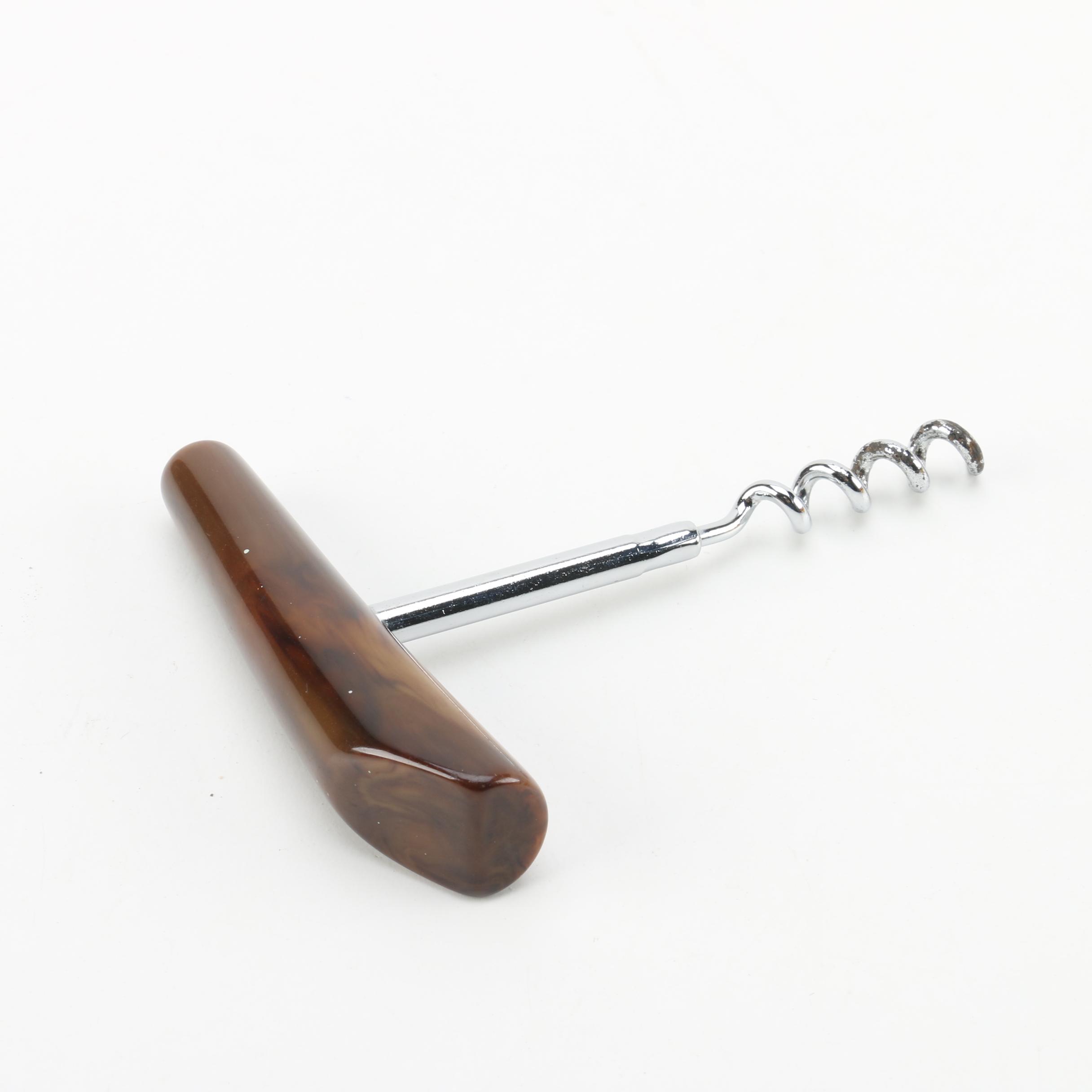 Bakelite Corkscrew and Melamine Trays