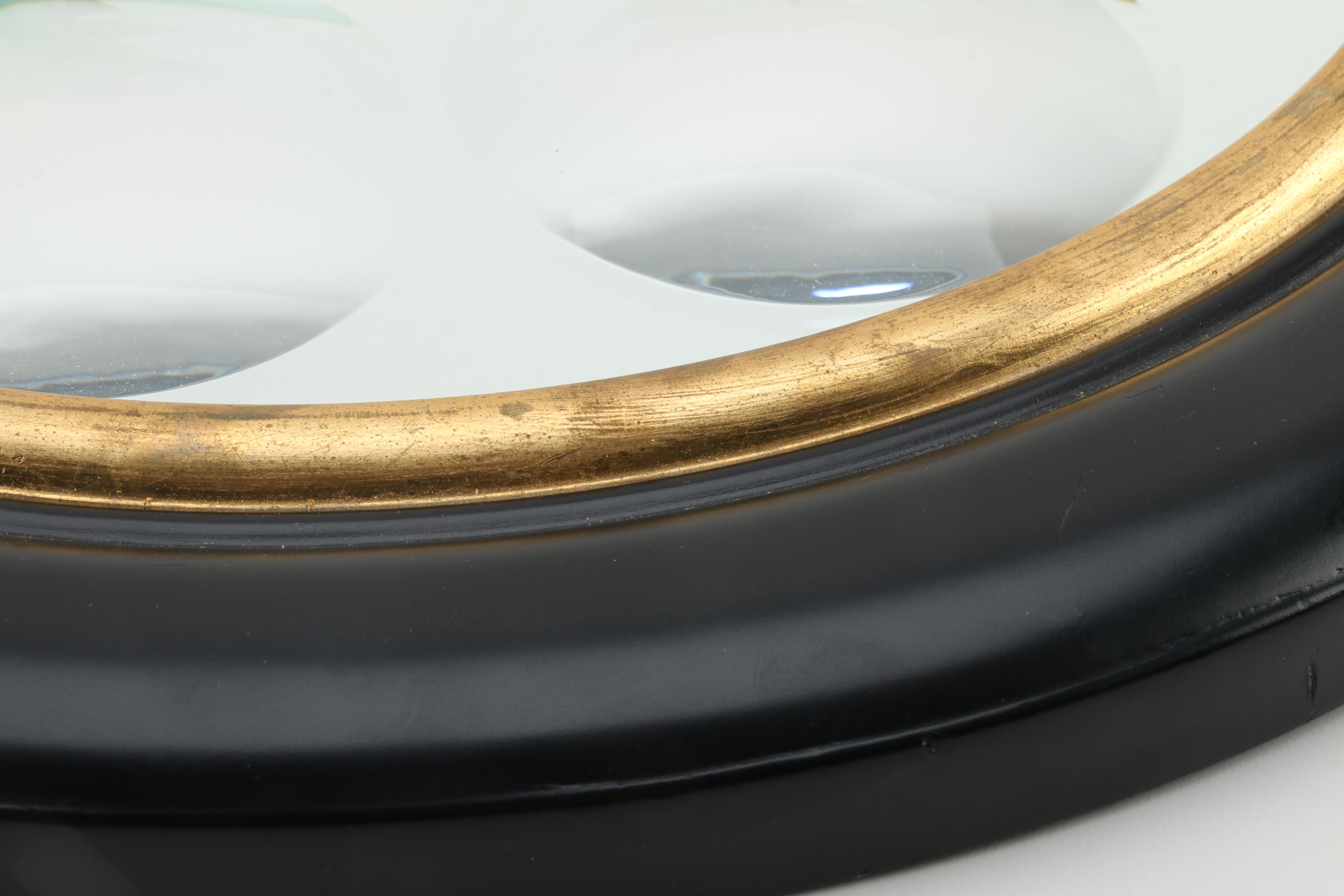 Round Wood Framed Wall Mirror