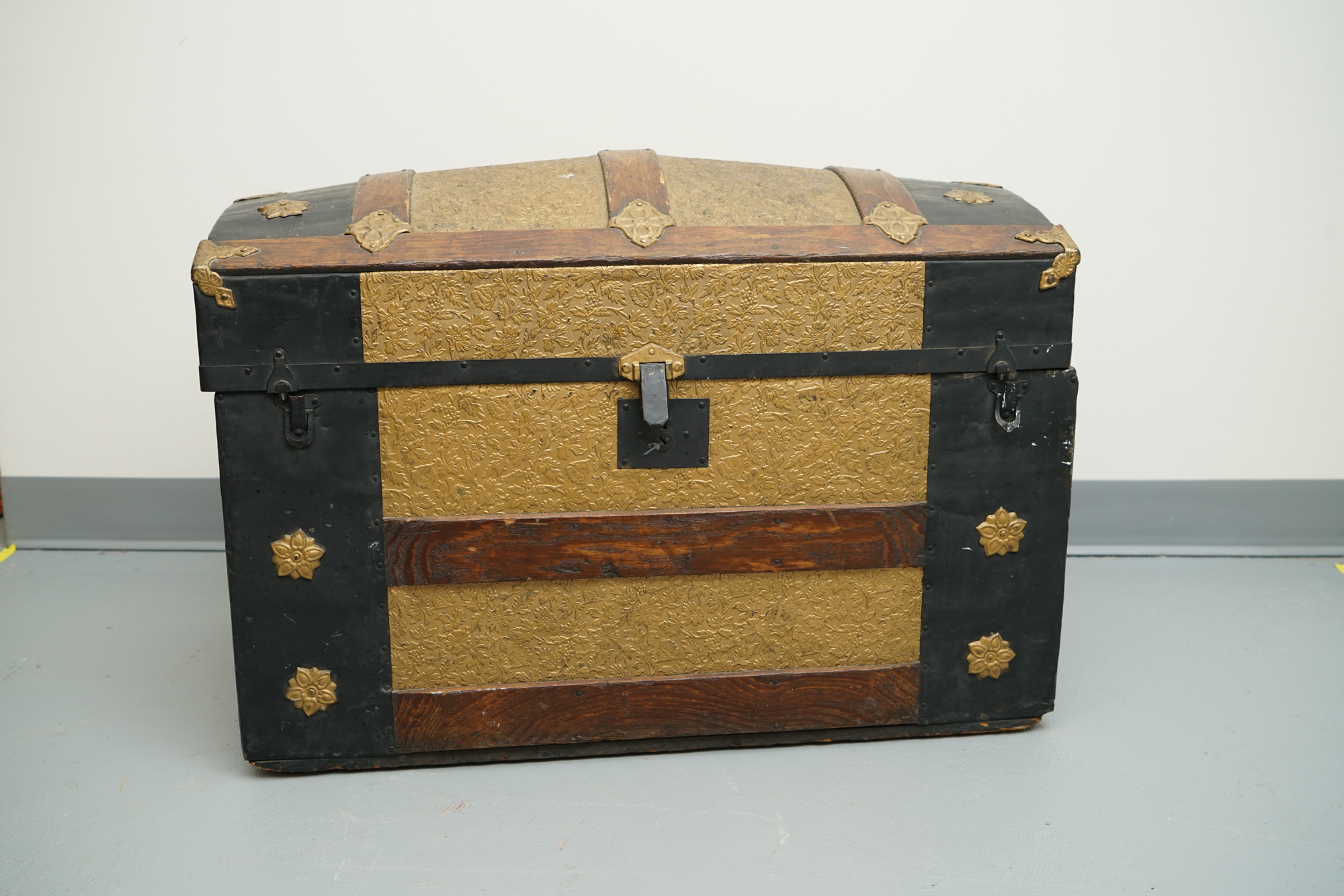 Vintage Dome Top Trunk with Casters