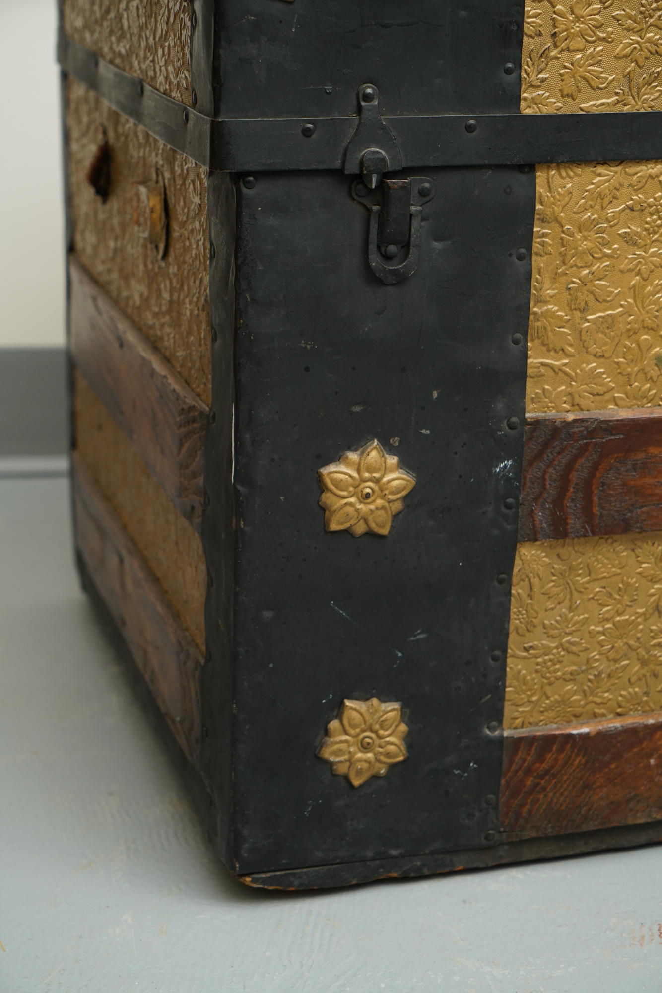 Vintage Dome Top Trunk with Casters