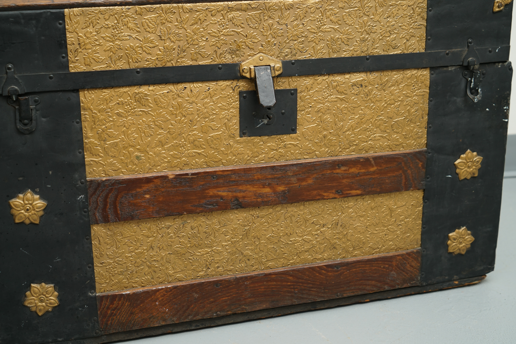 Vintage Dome Top Trunk with Casters