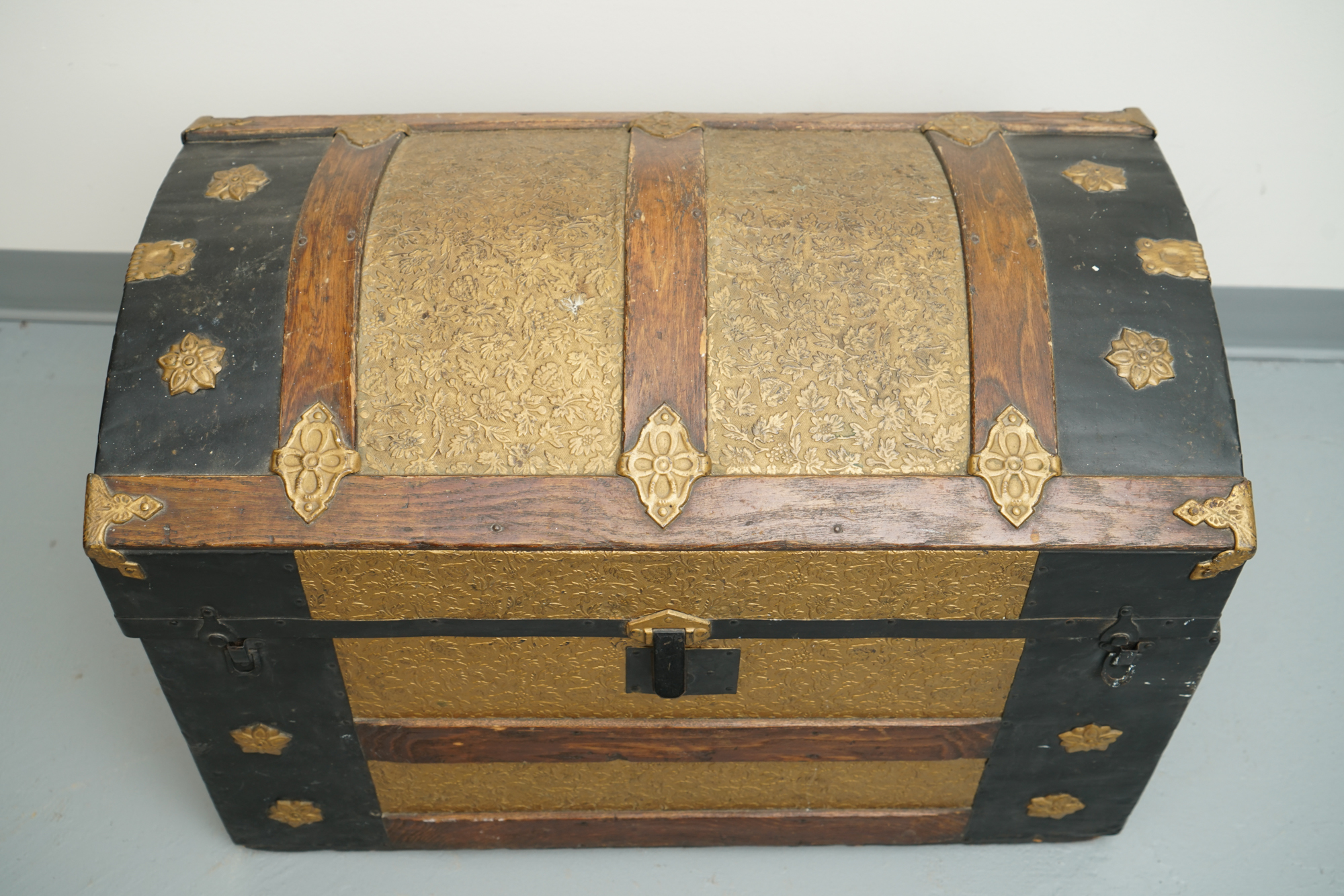Vintage Dome Top Trunk with Casters