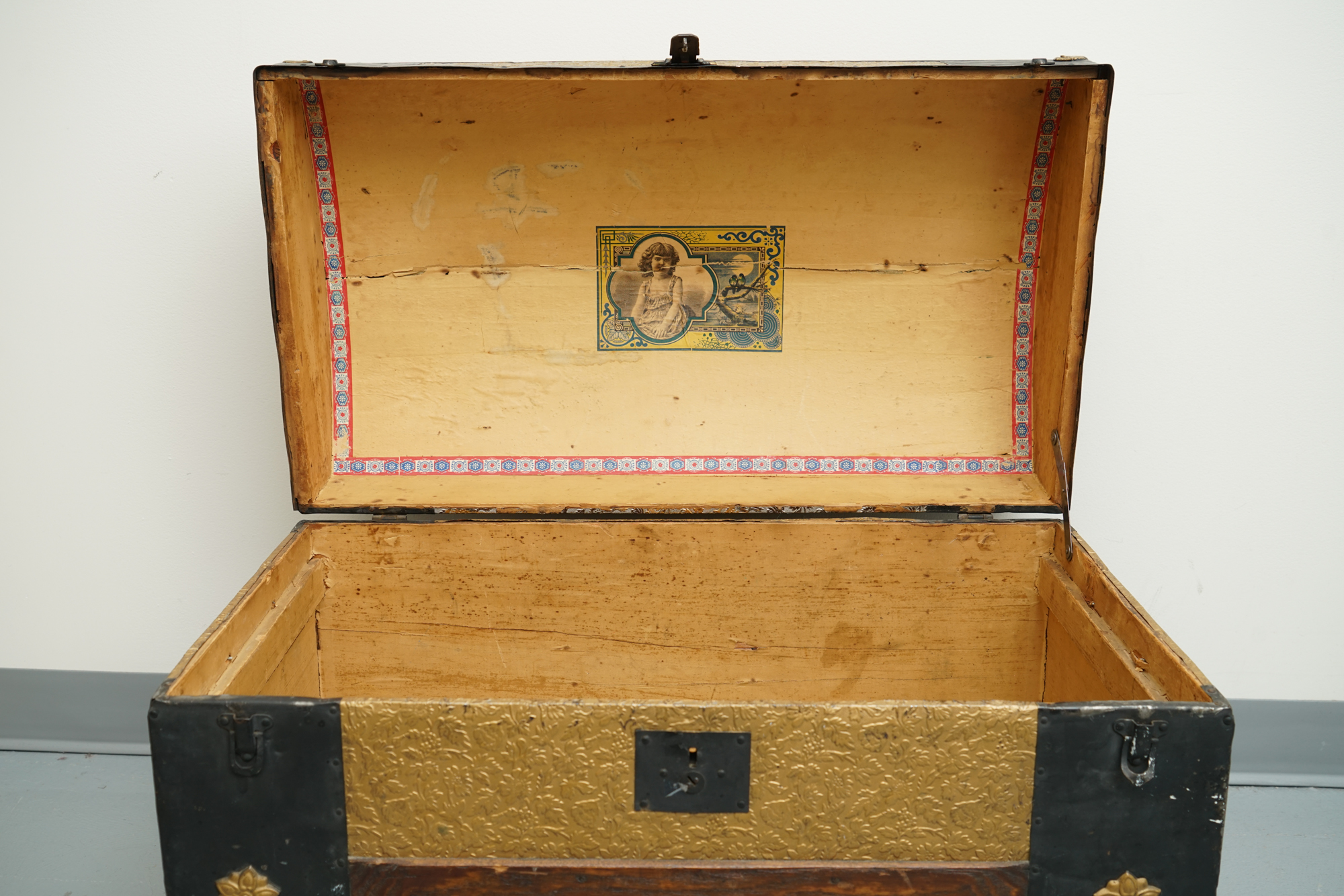 Vintage Dome Top Trunk with Casters