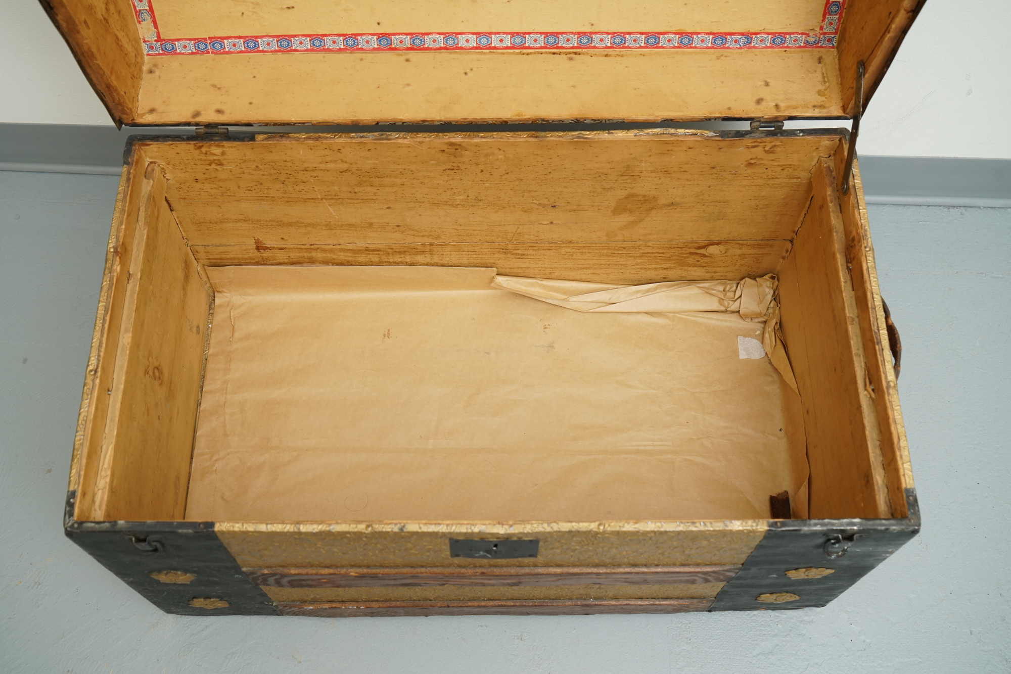 Vintage Dome Top Trunk with Casters