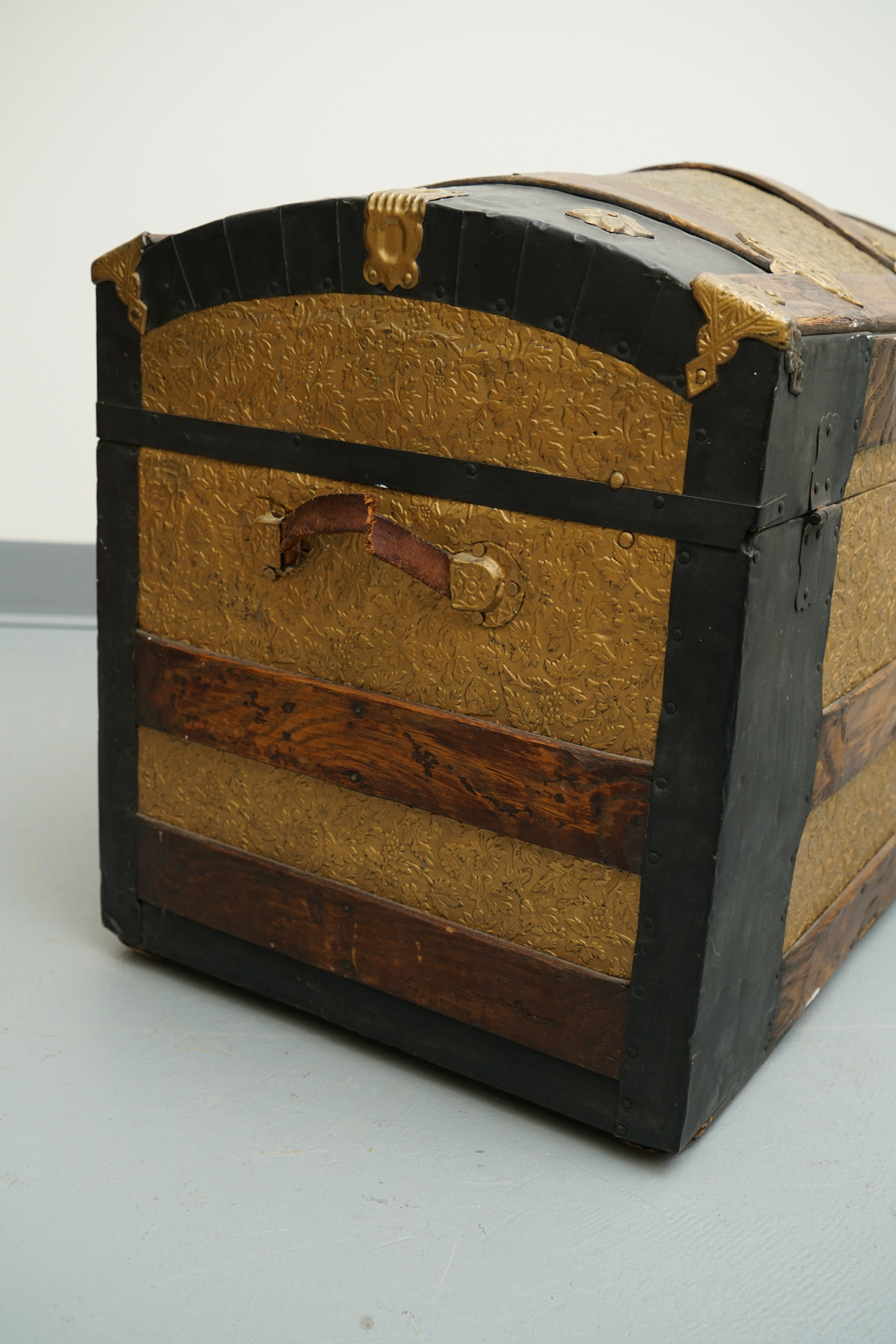 Vintage Dome Top Trunk with Casters