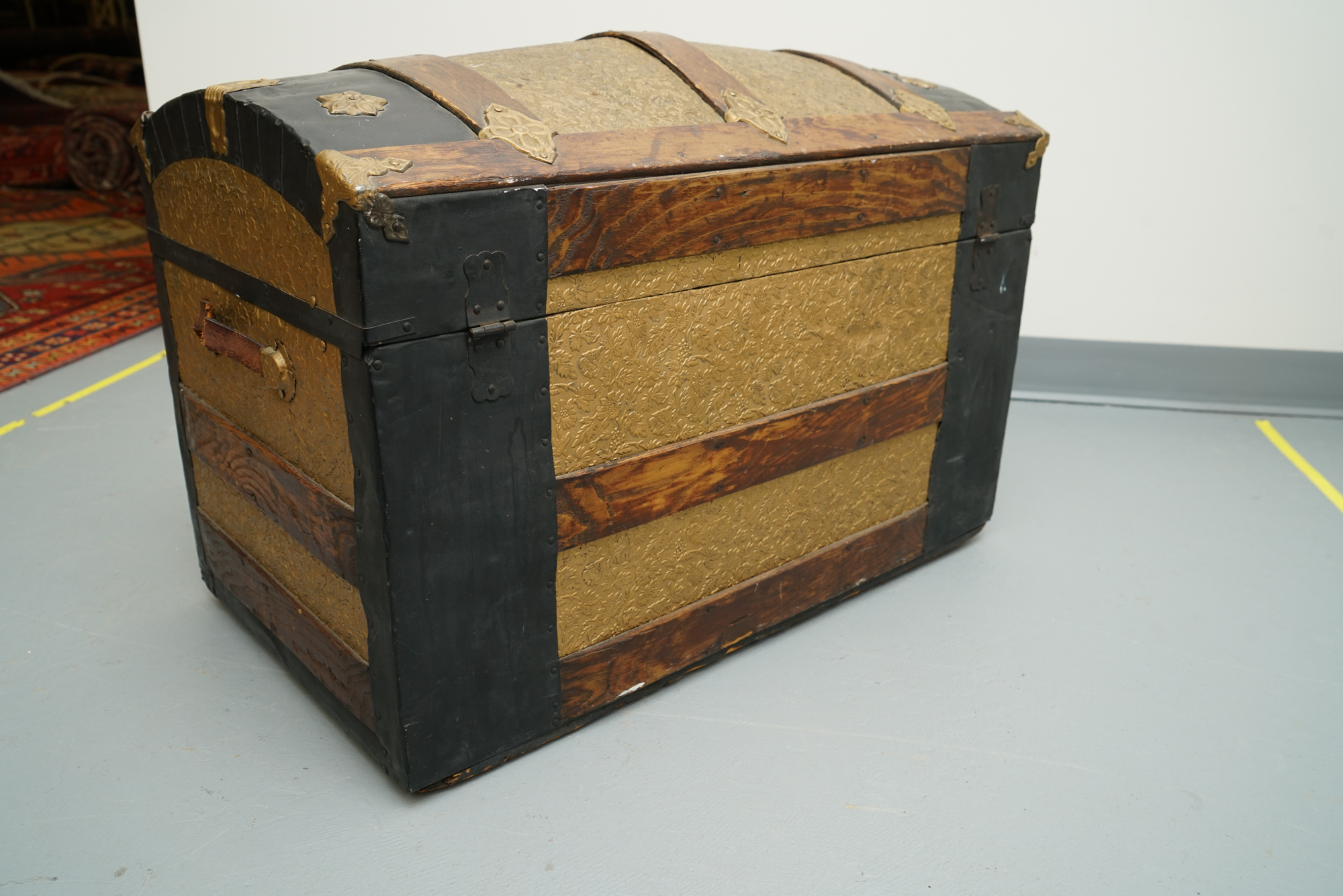 Vintage Dome Top Trunk with Casters