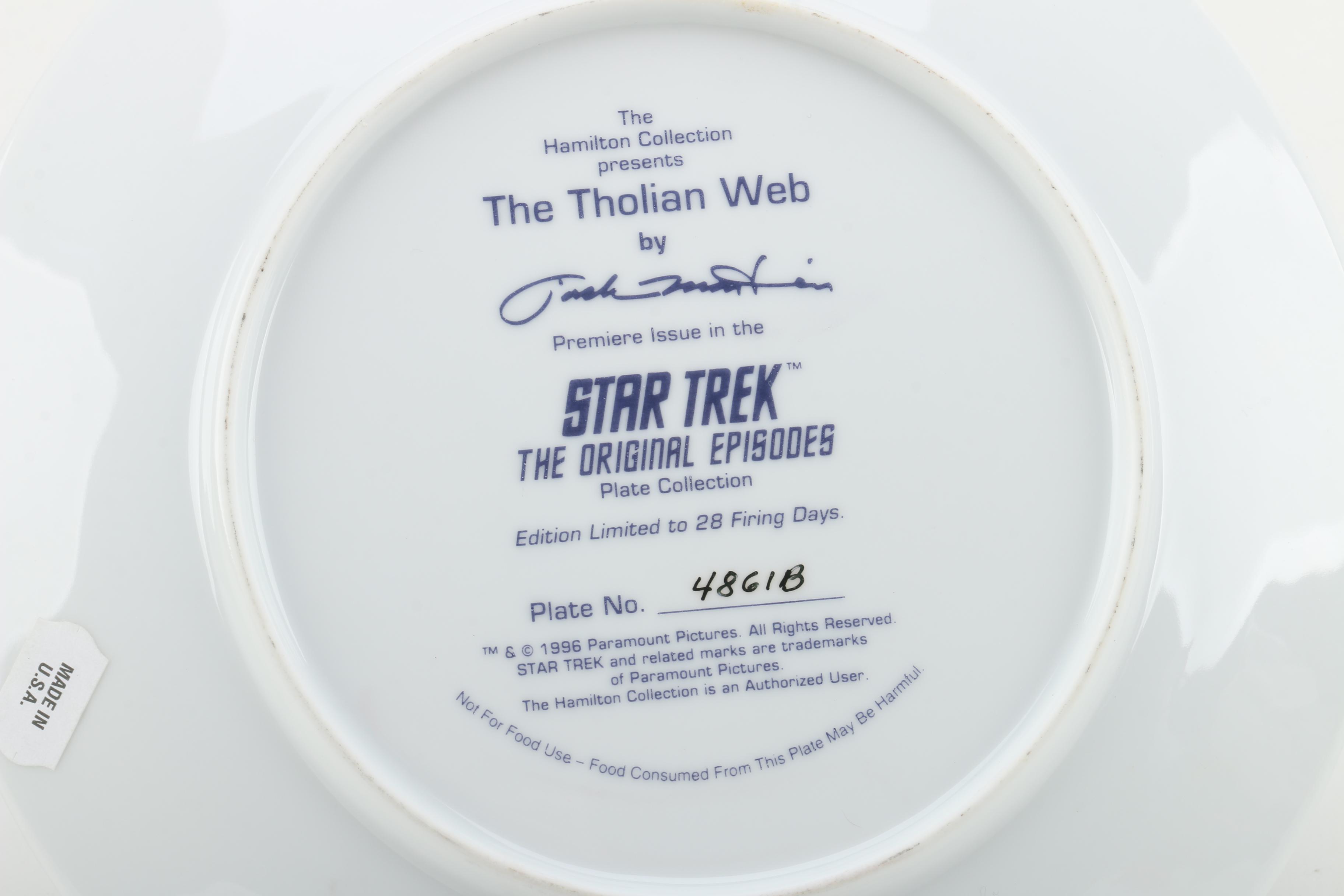 Star Trek The Original Episodes "The Tholian Web" Limited Edition Plate 1996