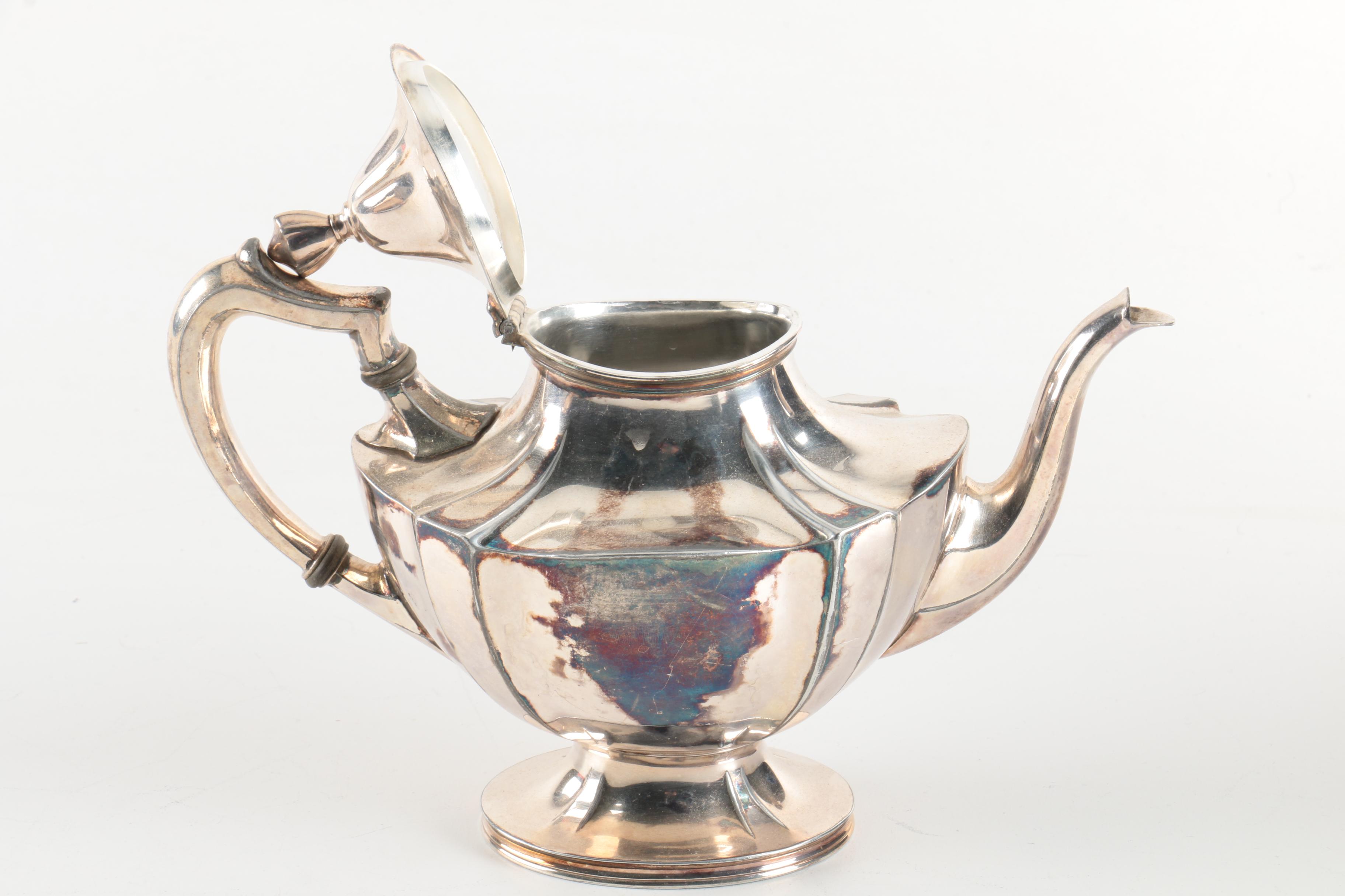 Derby Silver Plate Pitcher and Wallace Silver Plate Coffee Pot