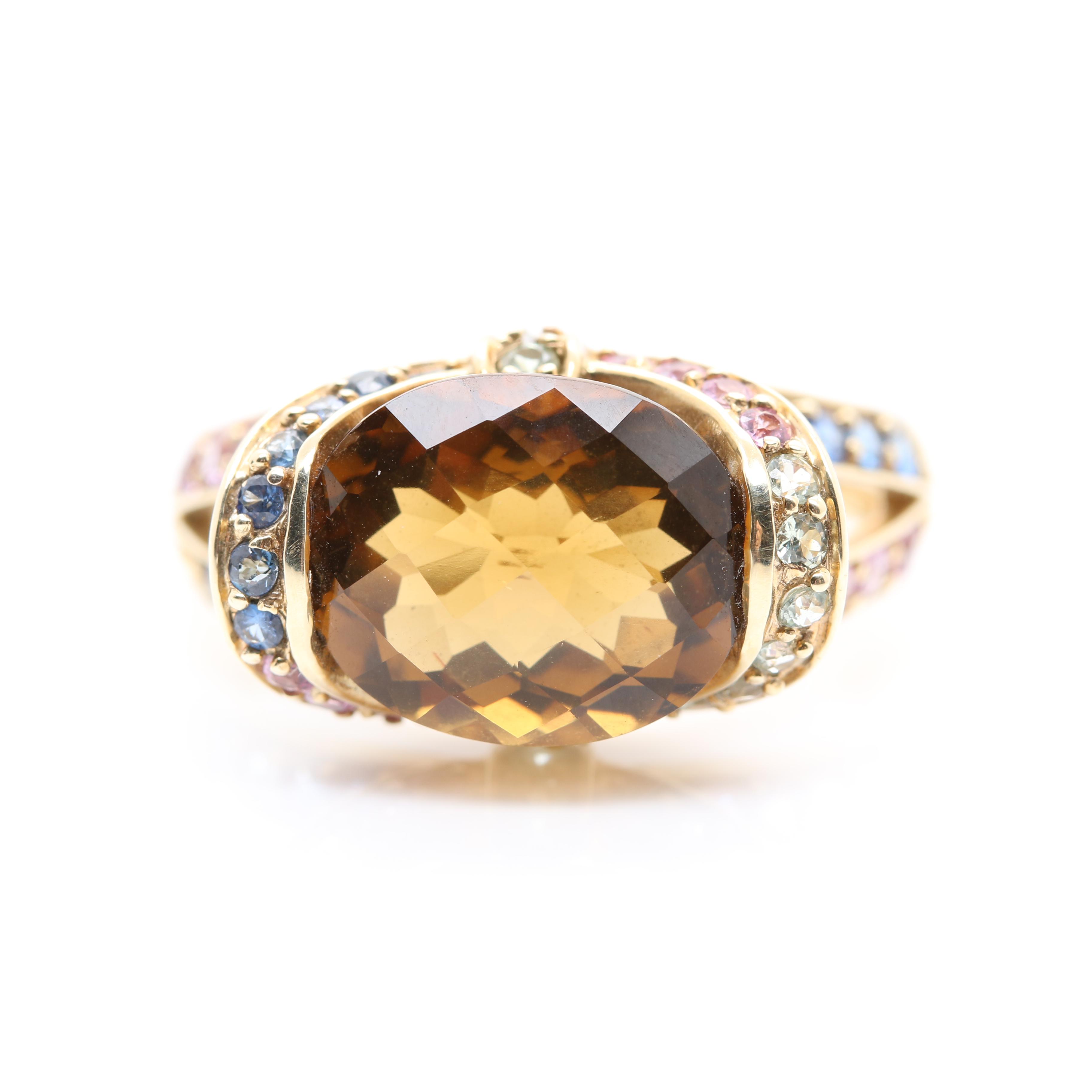 10K Yellow Gold Gemstone Ring Including Citrine