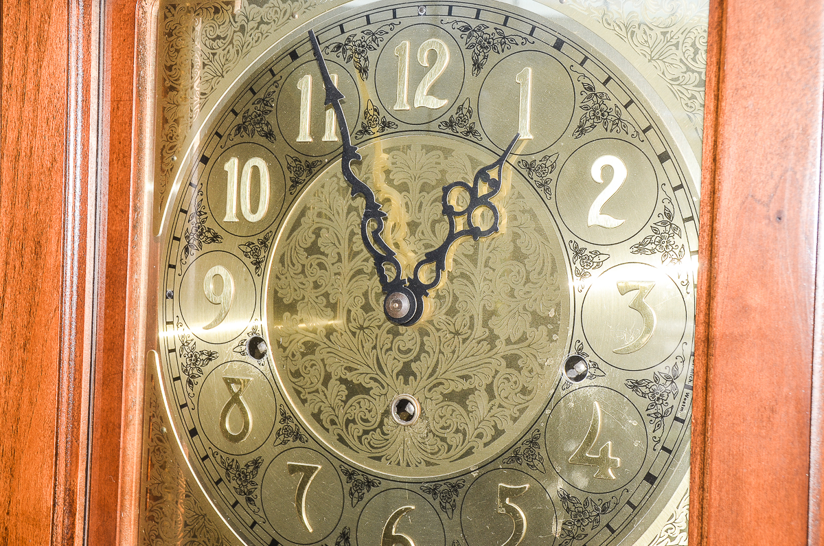 Wooden Grandfather Clock with Moon Phase Dial and USC Pendulum