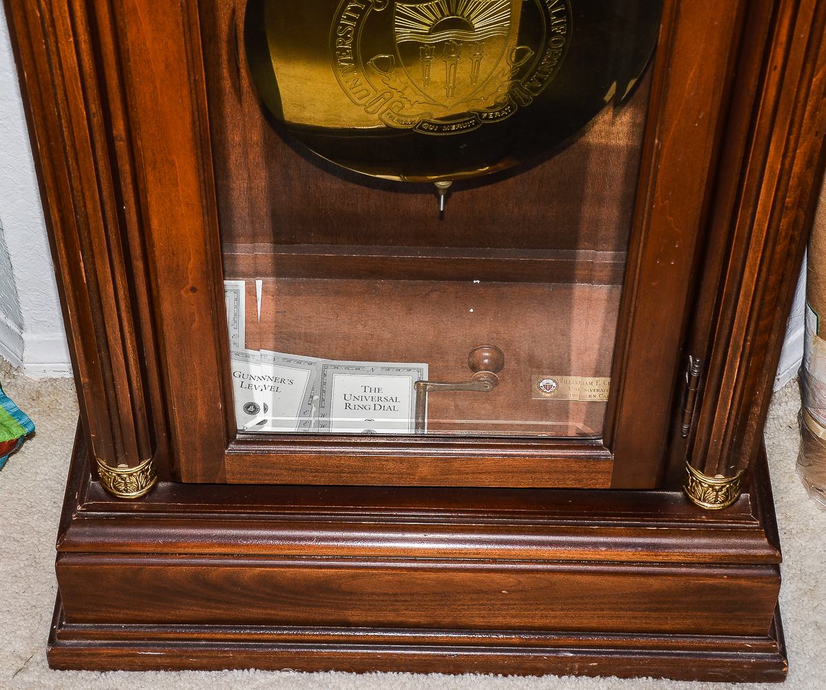 Wooden Grandfather Clock with Moon Phase Dial and USC Pendulum