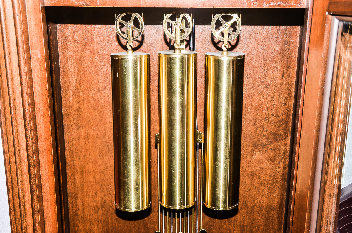 Wooden Grandfather Clock with Moon Phase Dial and USC Pendulum