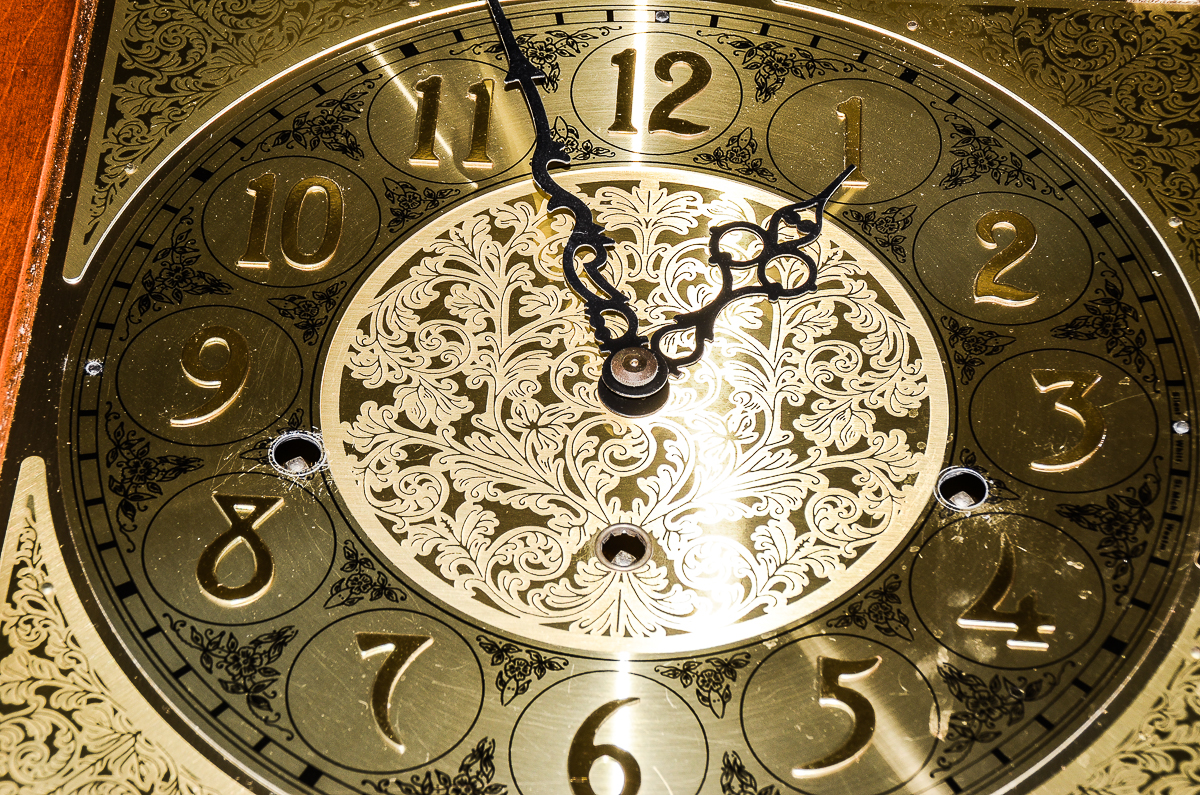 Wooden Grandfather Clock with Moon Phase Dial and USC Pendulum