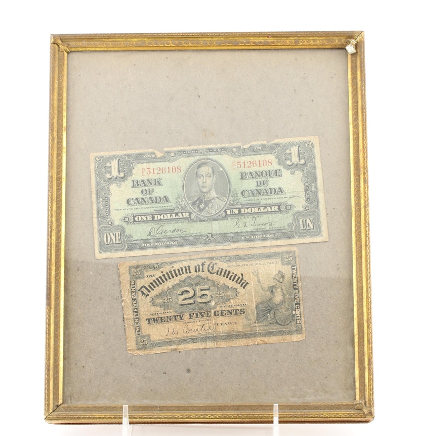 Group of Two Antique and Vintage Canadian Currency Notes