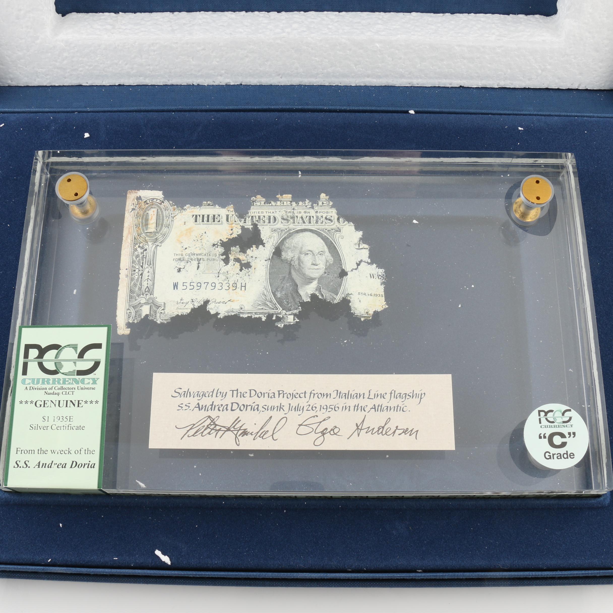 PCGS Graded $1 Silver Cerificate from the S.S. Andrea Doria Shipwreck