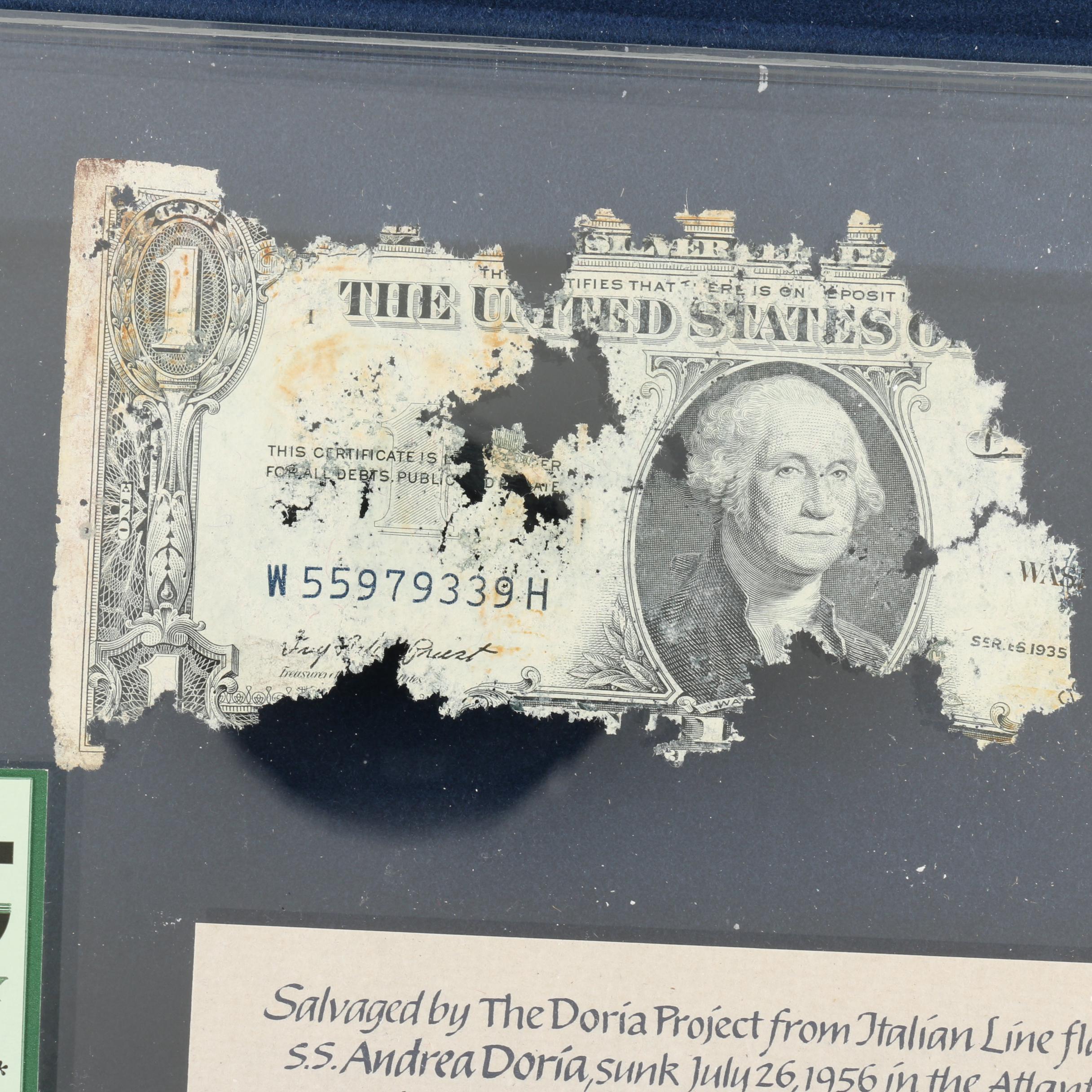 PCGS Graded $1 Silver Cerificate from the S.S. Andrea Doria Shipwreck