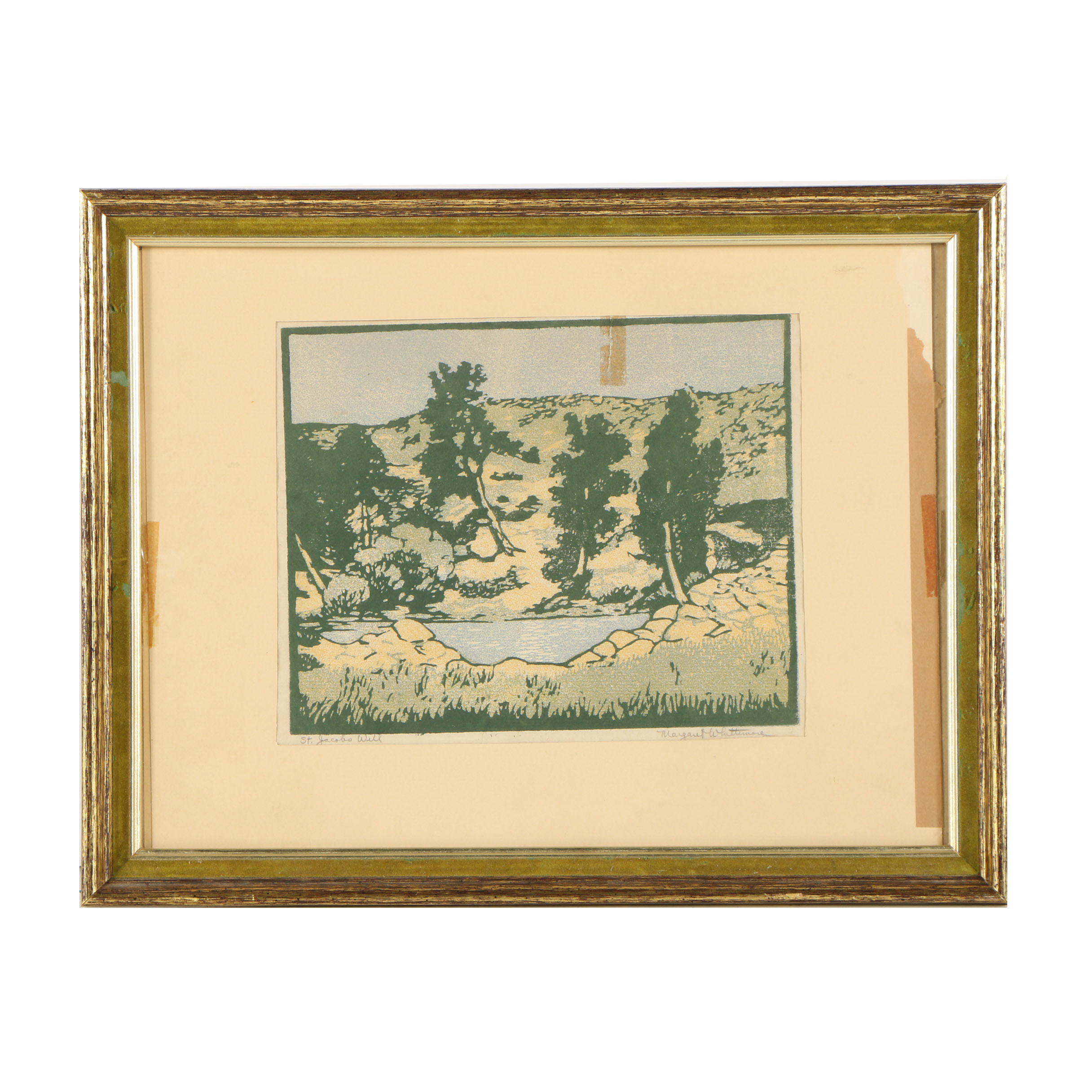 Margaret Evelyn Whittemore Woodblock on Paper "St. Jacobs Well"