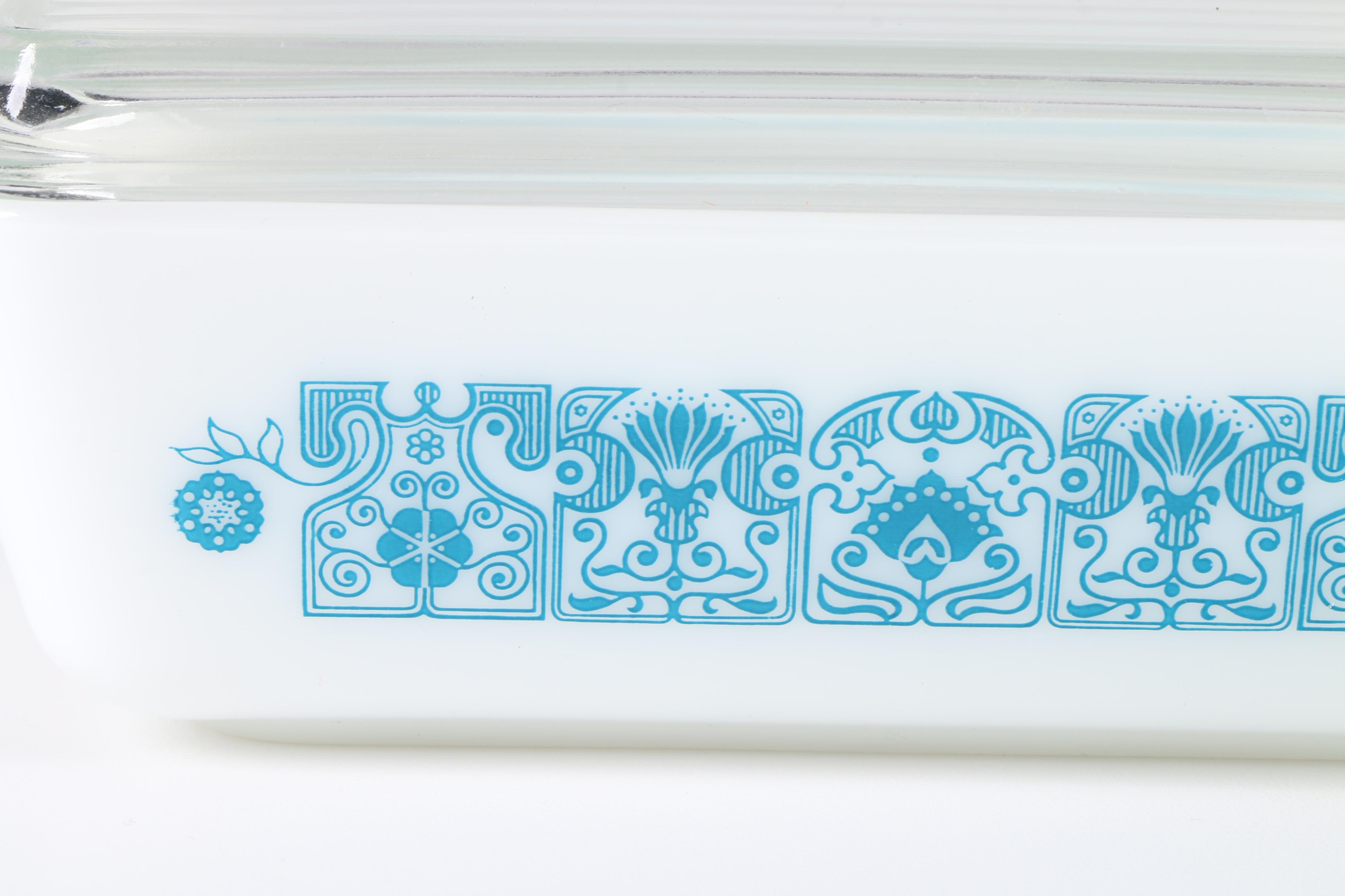 Pyrex "Horizon Blue" Refrigerator Dish and Casserole Dish, Circa 1969-1972